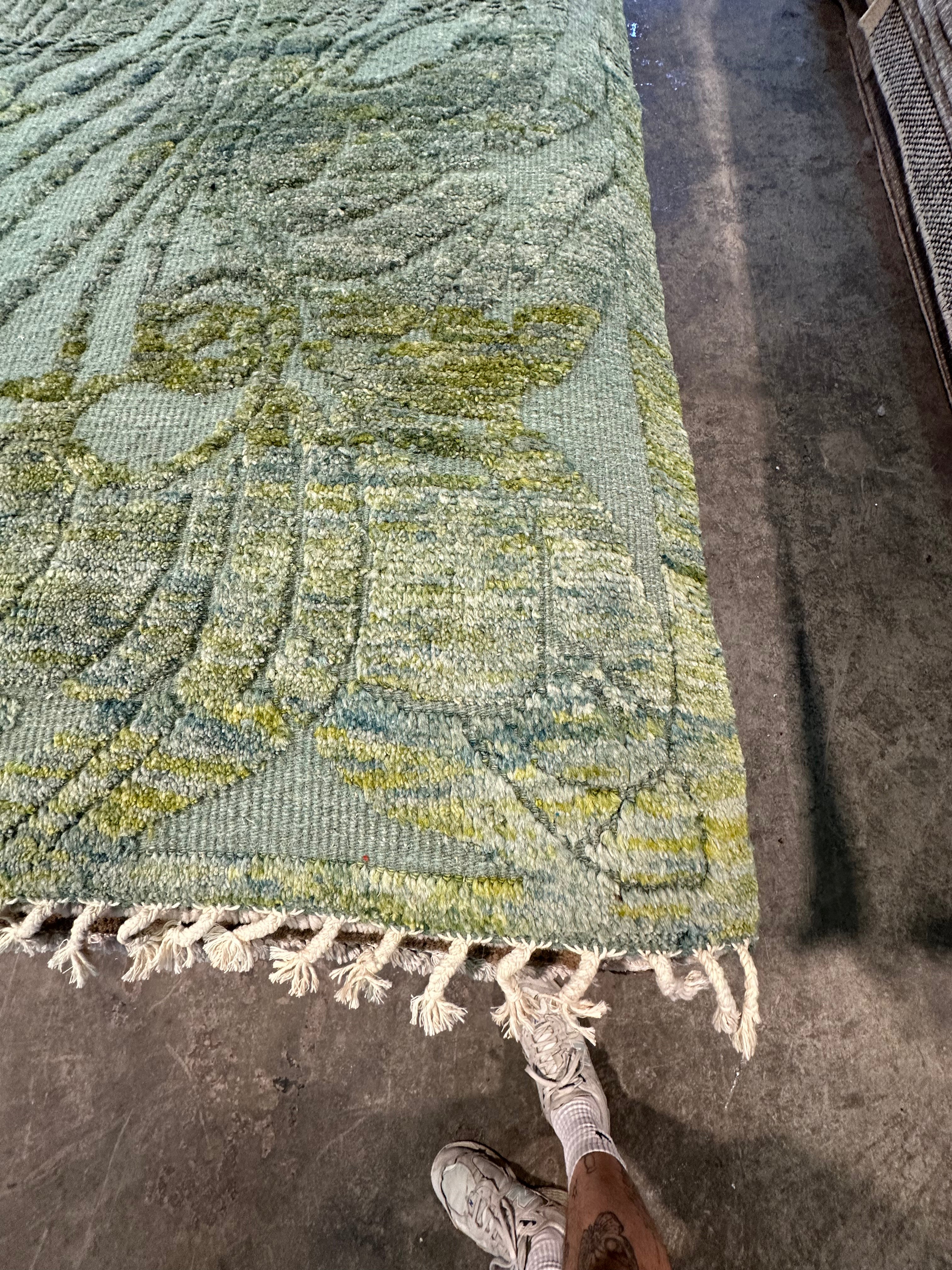 Trey Matthews 6.1x9.6 Green Hand-Knotted Afghani Moroccan Style Rug