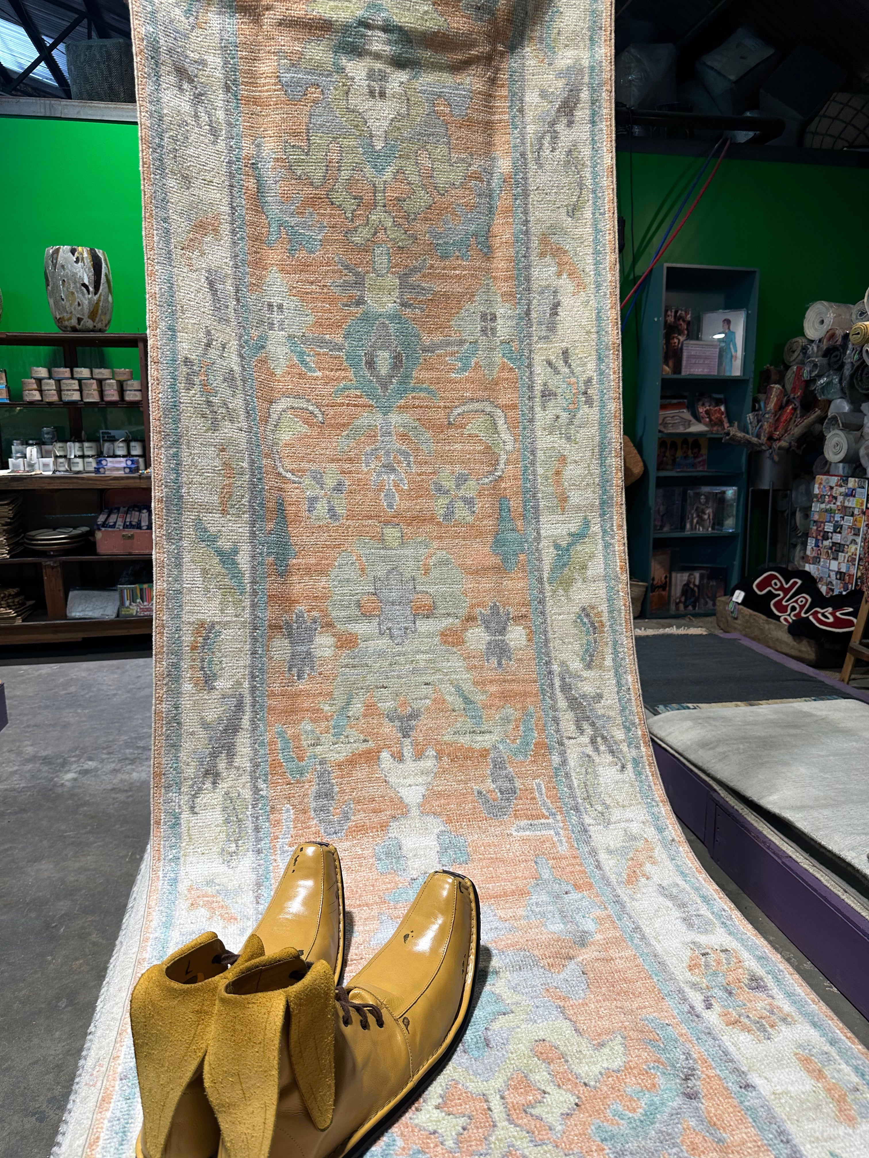 Bianca Barclay 2.6x14.2 Colorful Afghani Whitewashed Oushak Runner