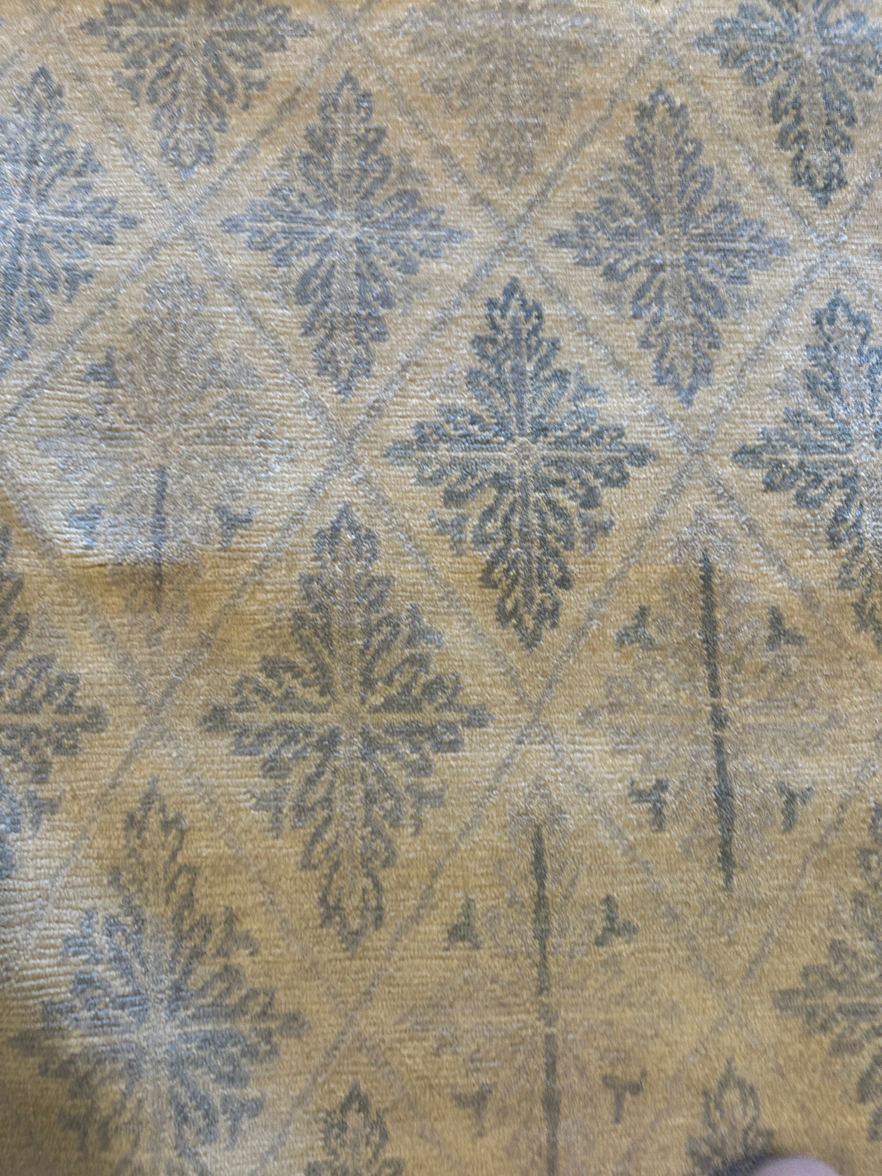 Allison McKenzie 8x9.9 Tan and Blue Hand-Knotted Oushak Rug