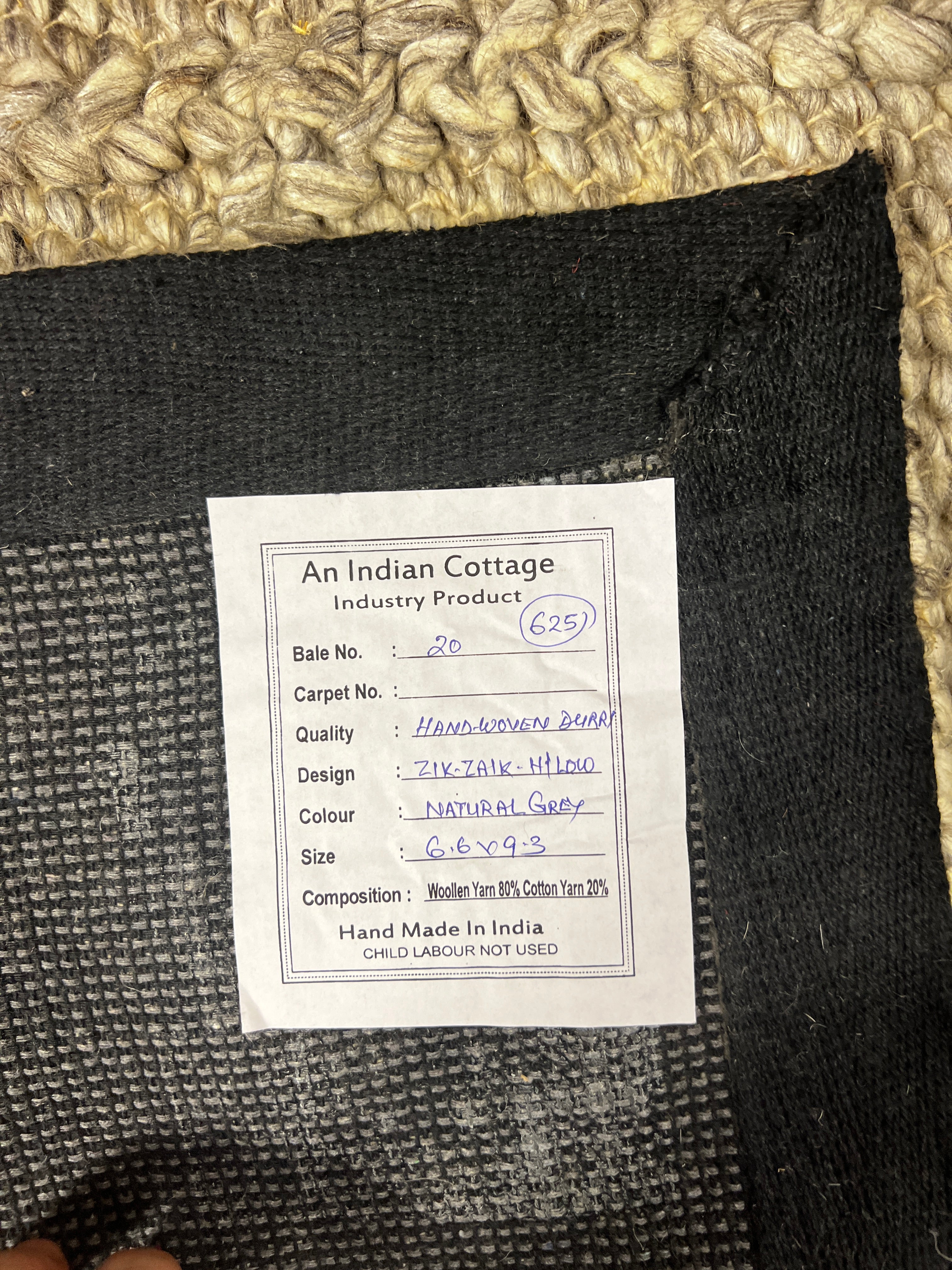 Gerri 6.6x9.3 Handwoven Wool Durrie Natural/Grey Geometrical