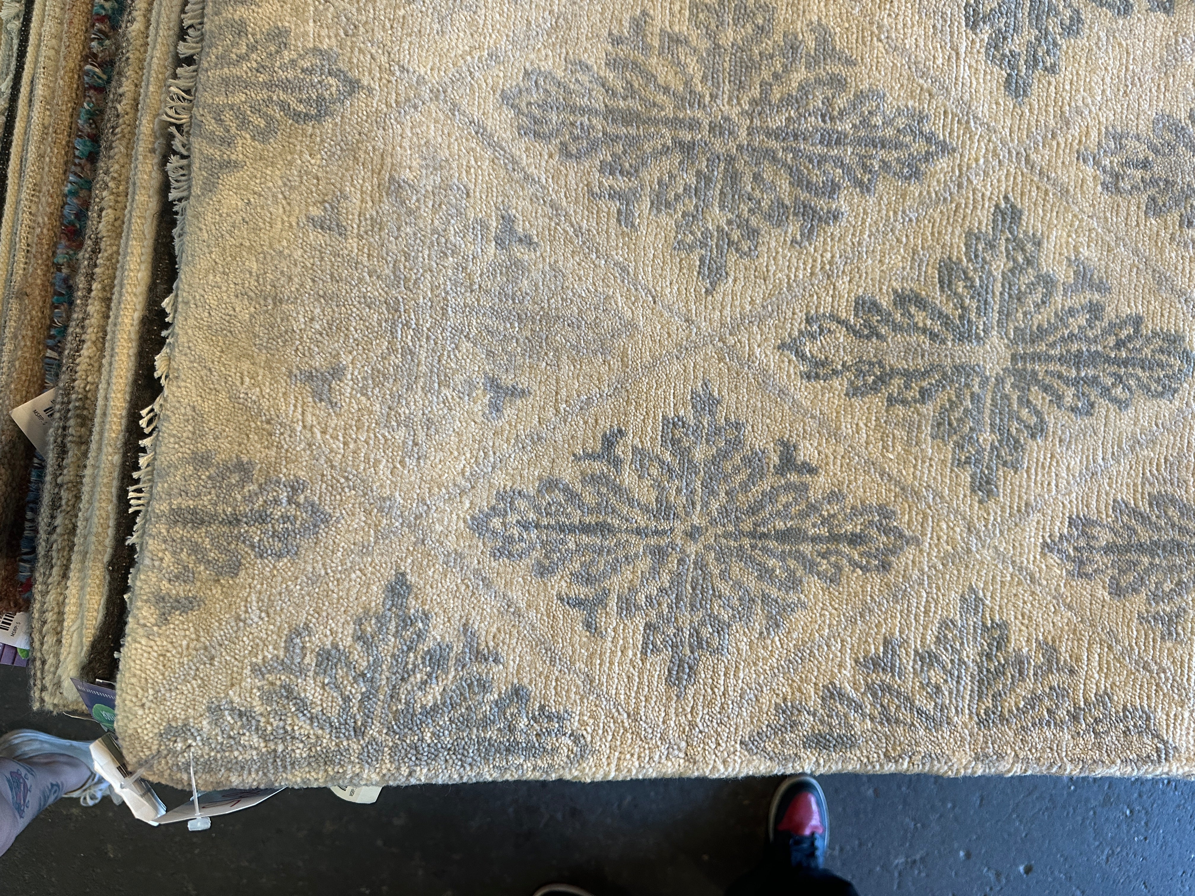 Allison McKenzie 8x9.9 Tan and Blue Hand-Knotted Oushak Rug