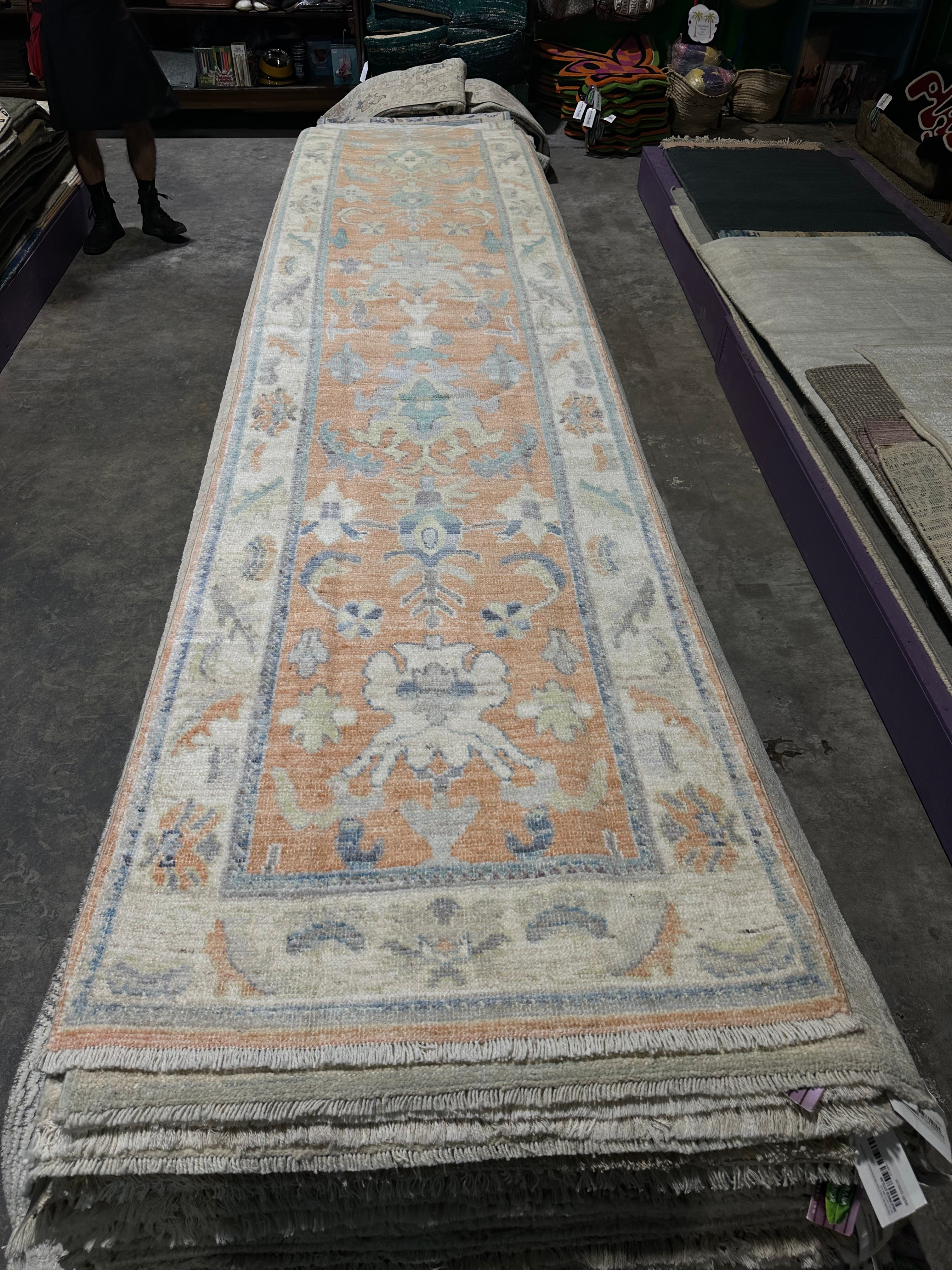 Bianca Barclay 2.6x14.2 Colorful Afghani Whitewashed Oushak Runner