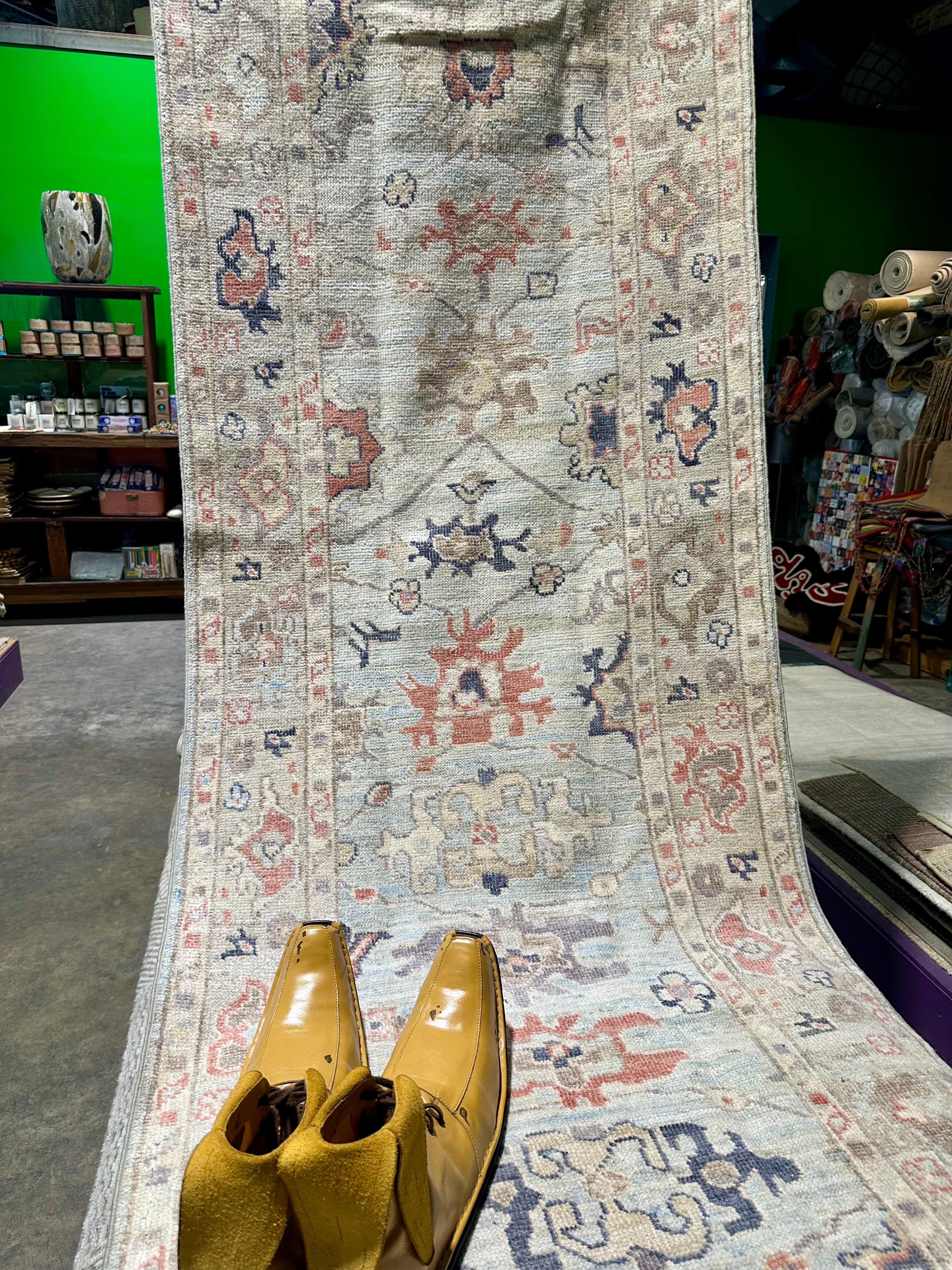 Enid Sinclair 2.11x18 Colorful Afghani Whitewashed Oushak Runner