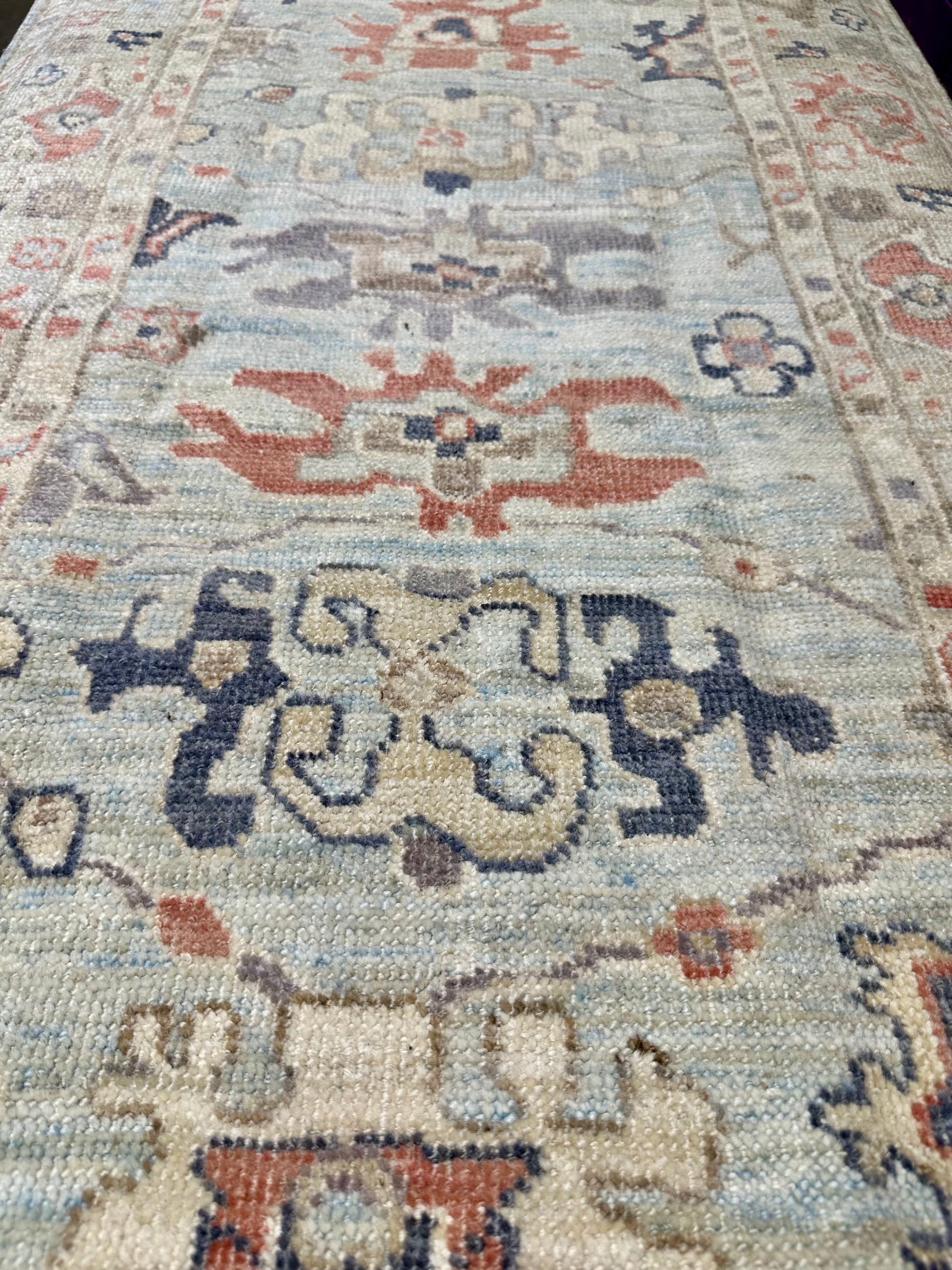 Enid Sinclair 2.11x18 Colorful Afghani Whitewashed Oushak Runner