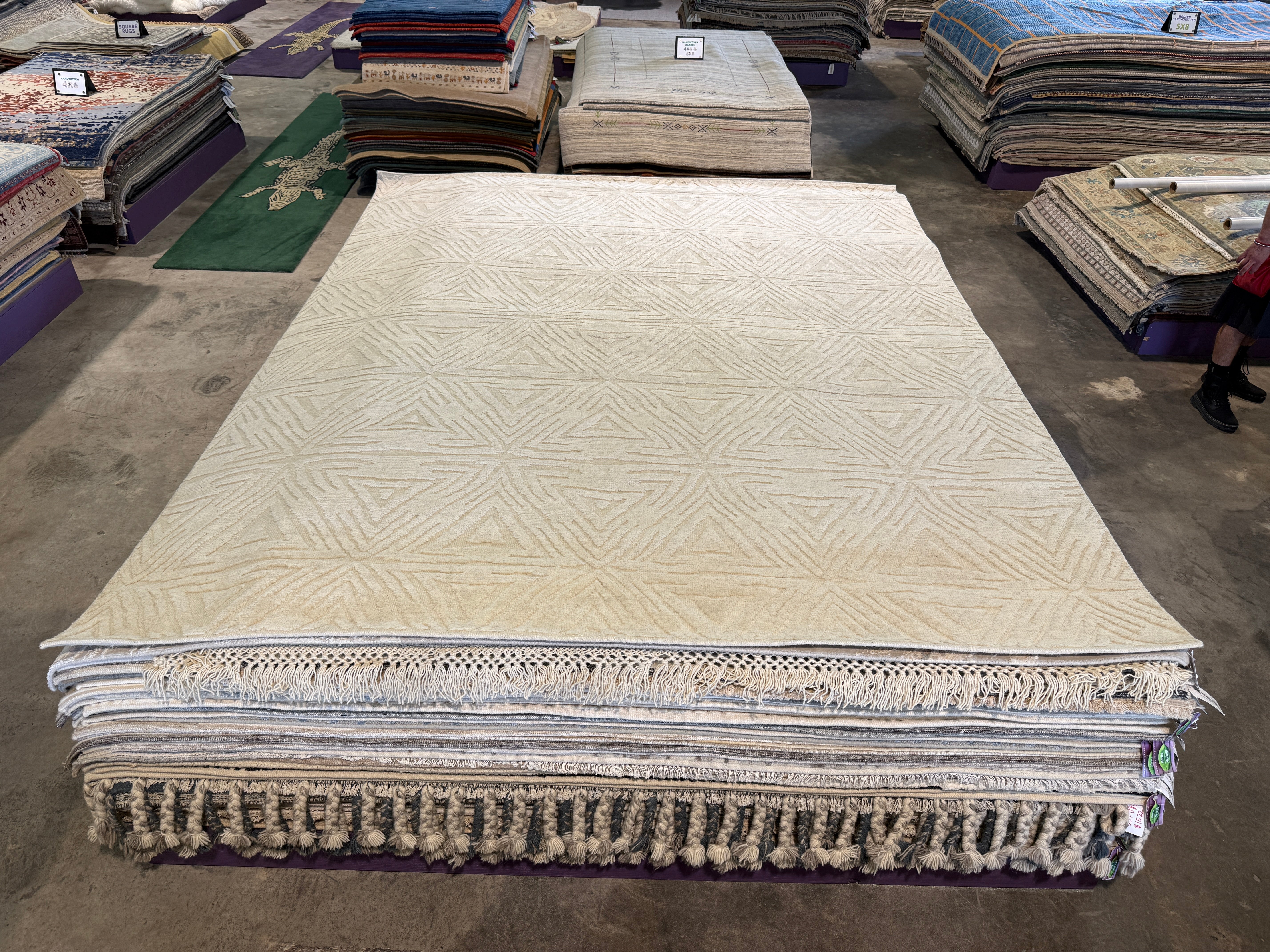 Luciano 8x10 Hand-Knotted Ivory High Low