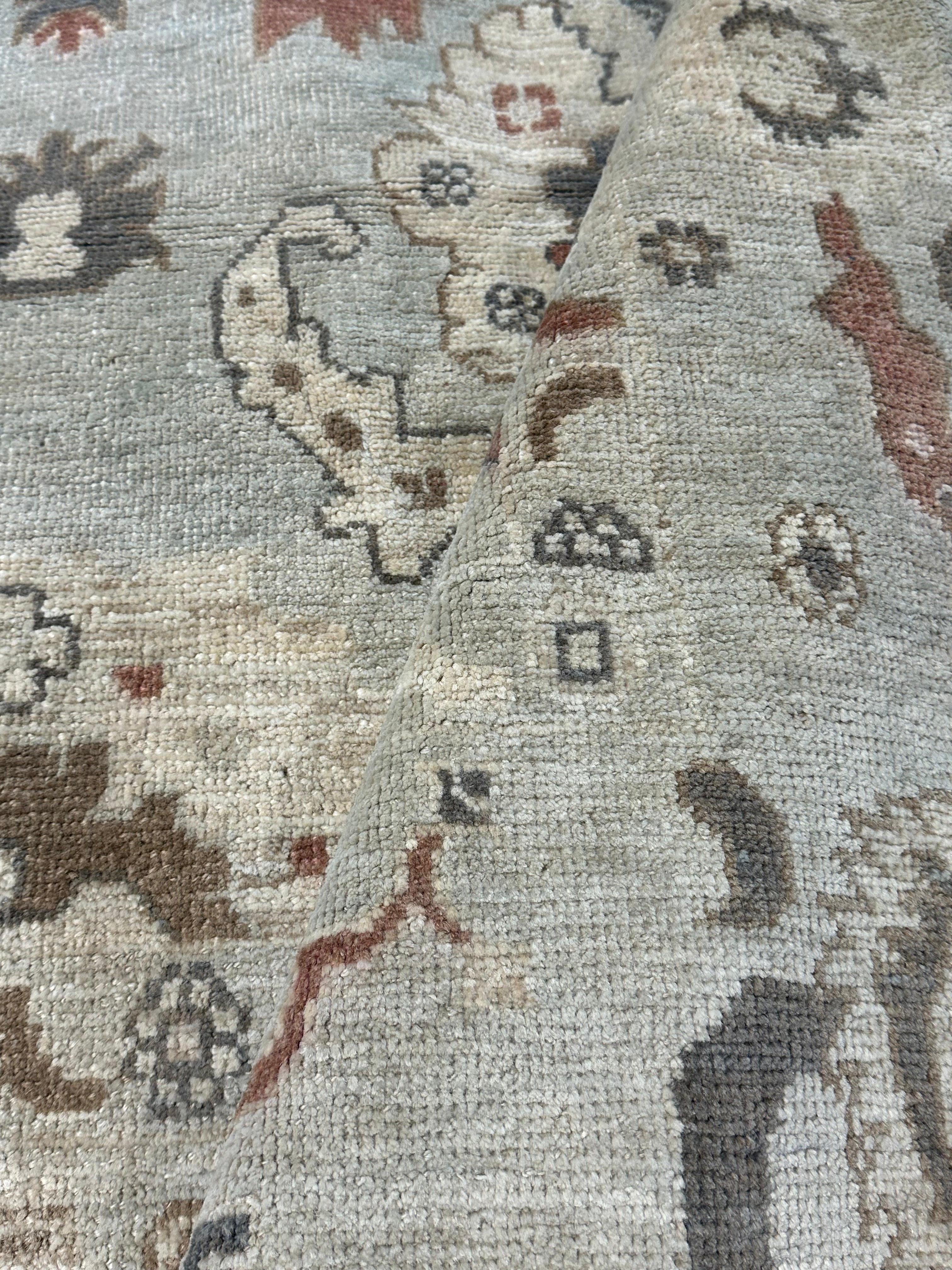 Rebecca Cooters 5.7x8.10 Blue Whitewashed Hand-Knotted Oushak