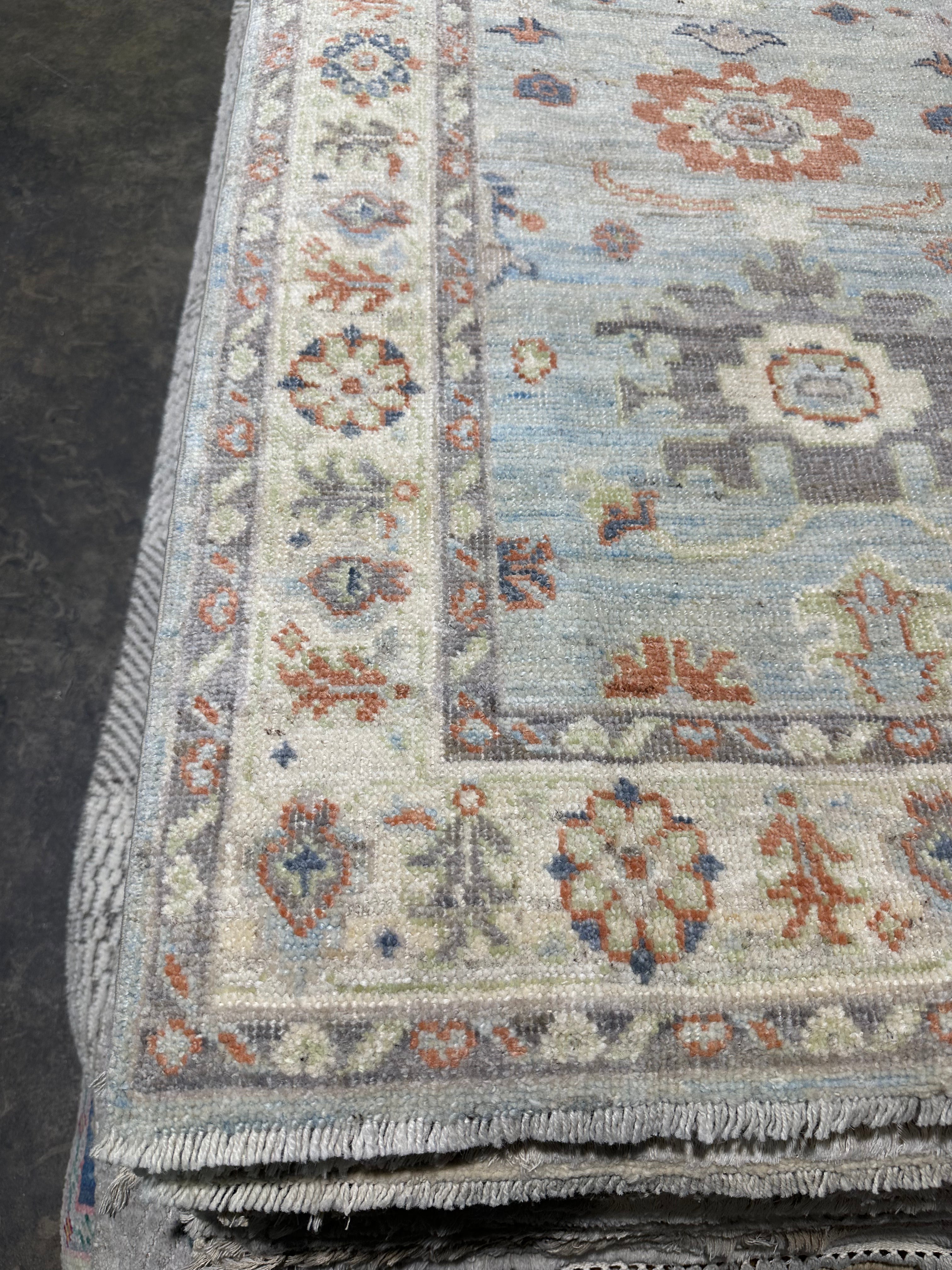 Morticia Addams 2.10x15 Colorful Afghani Whitewashed Oushak Runner