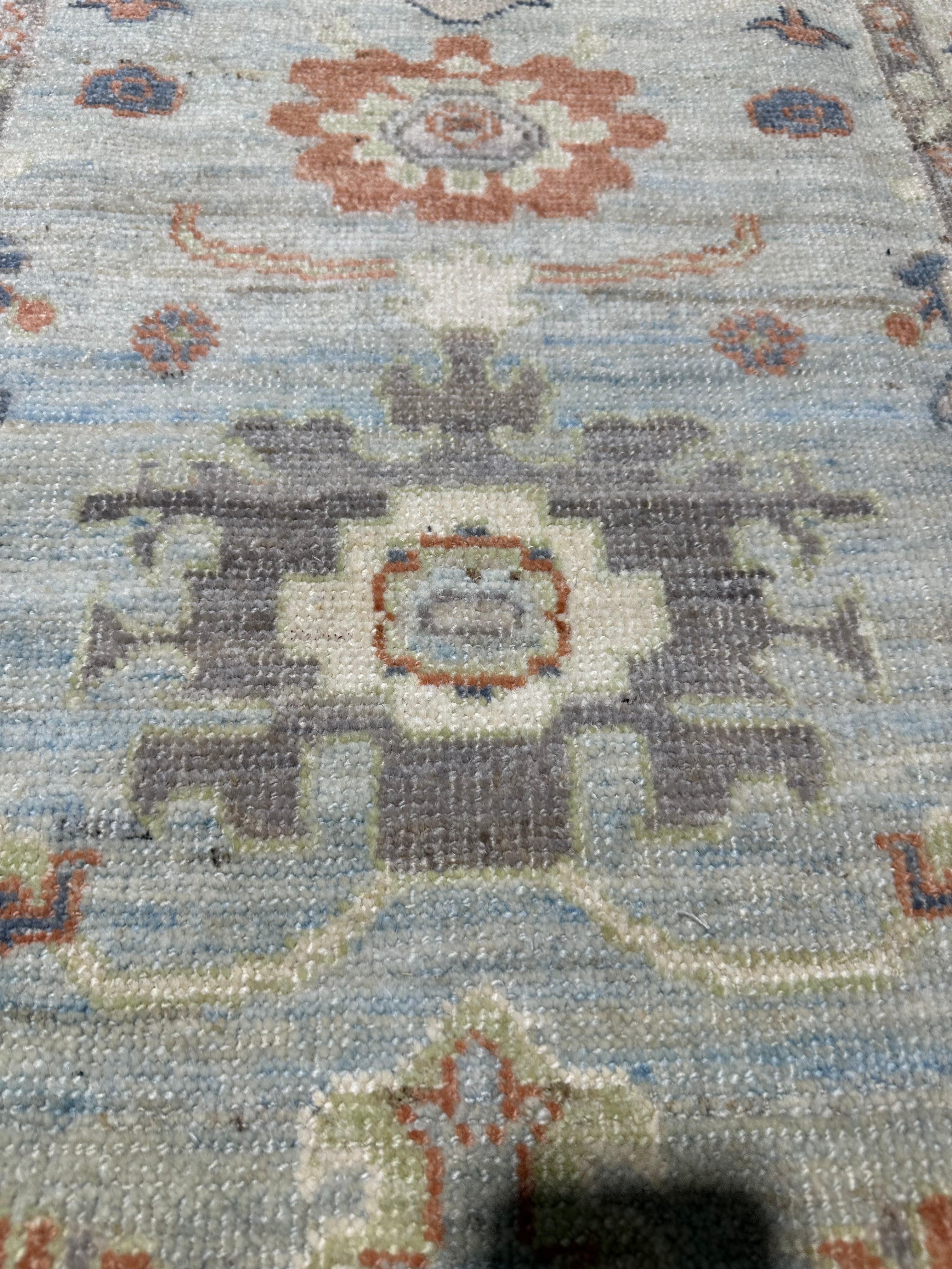 Morticia Addams 2.10x15 Colorful Afghani Whitewashed Oushak Runner