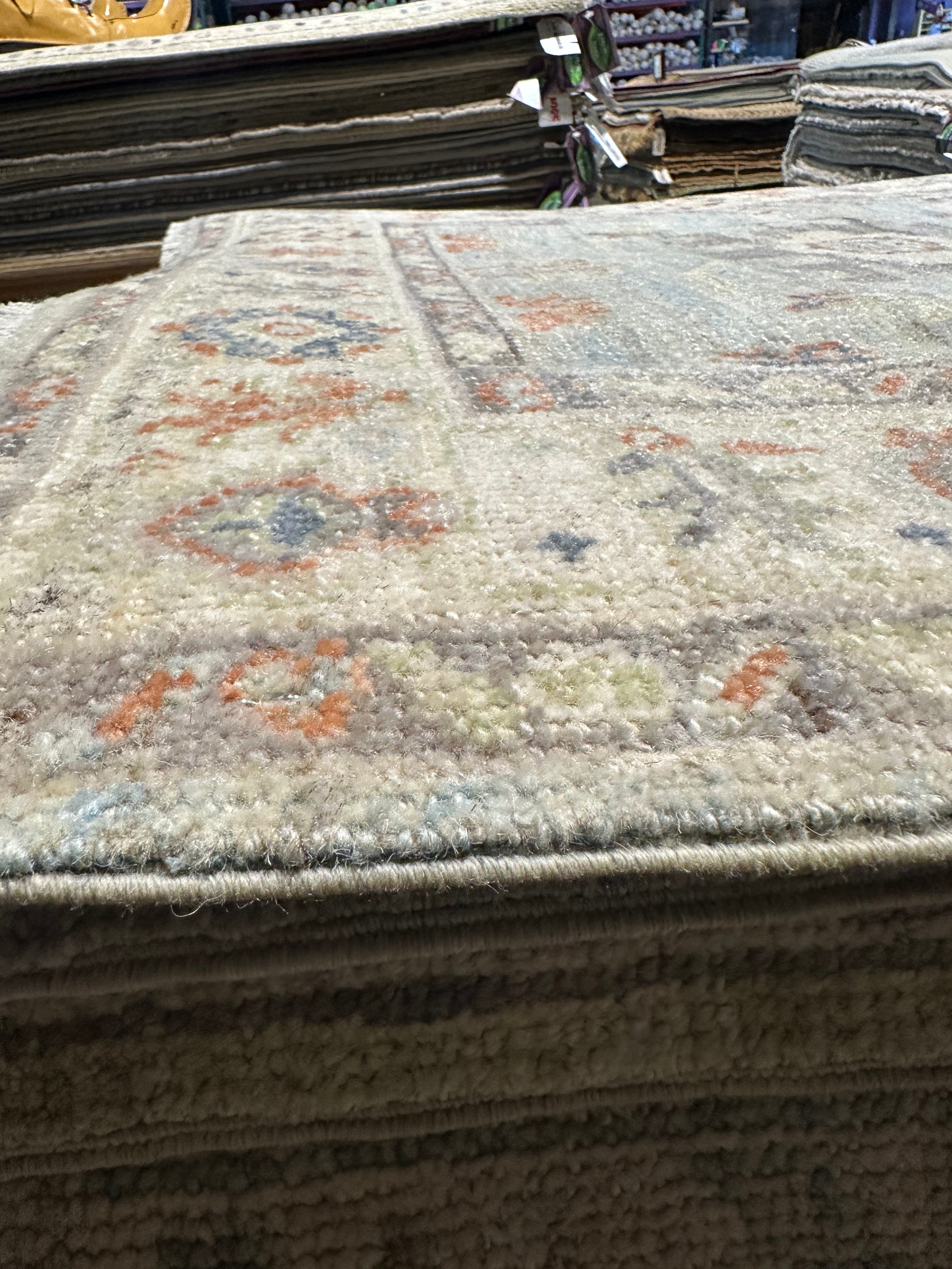 Morticia Addams 2.10x15 Colorful Afghani Whitewashed Oushak Runner
