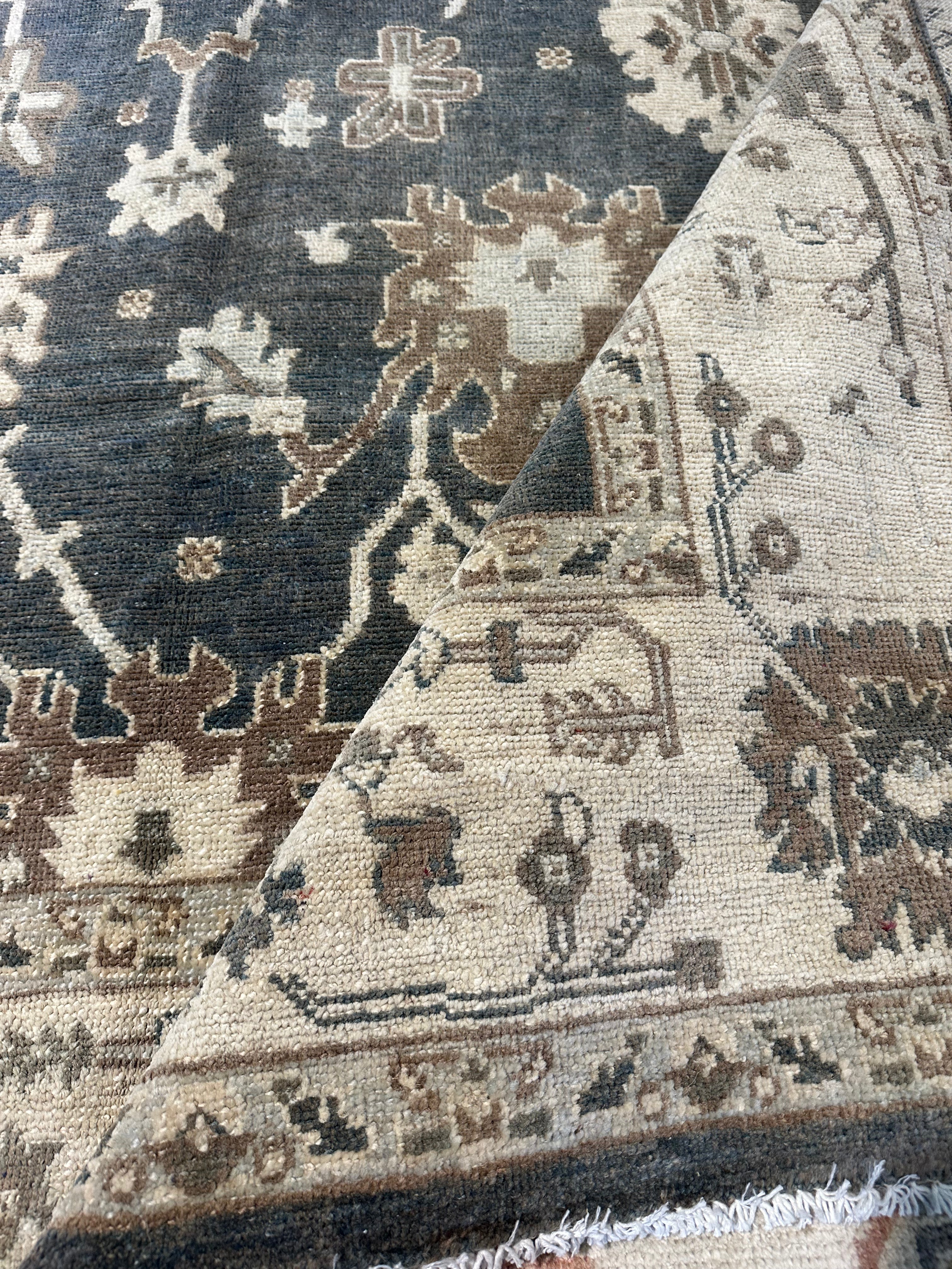 Katerina Bakolias 5.9x8.10 Blue/Grey Hand-Knotted Oushak
