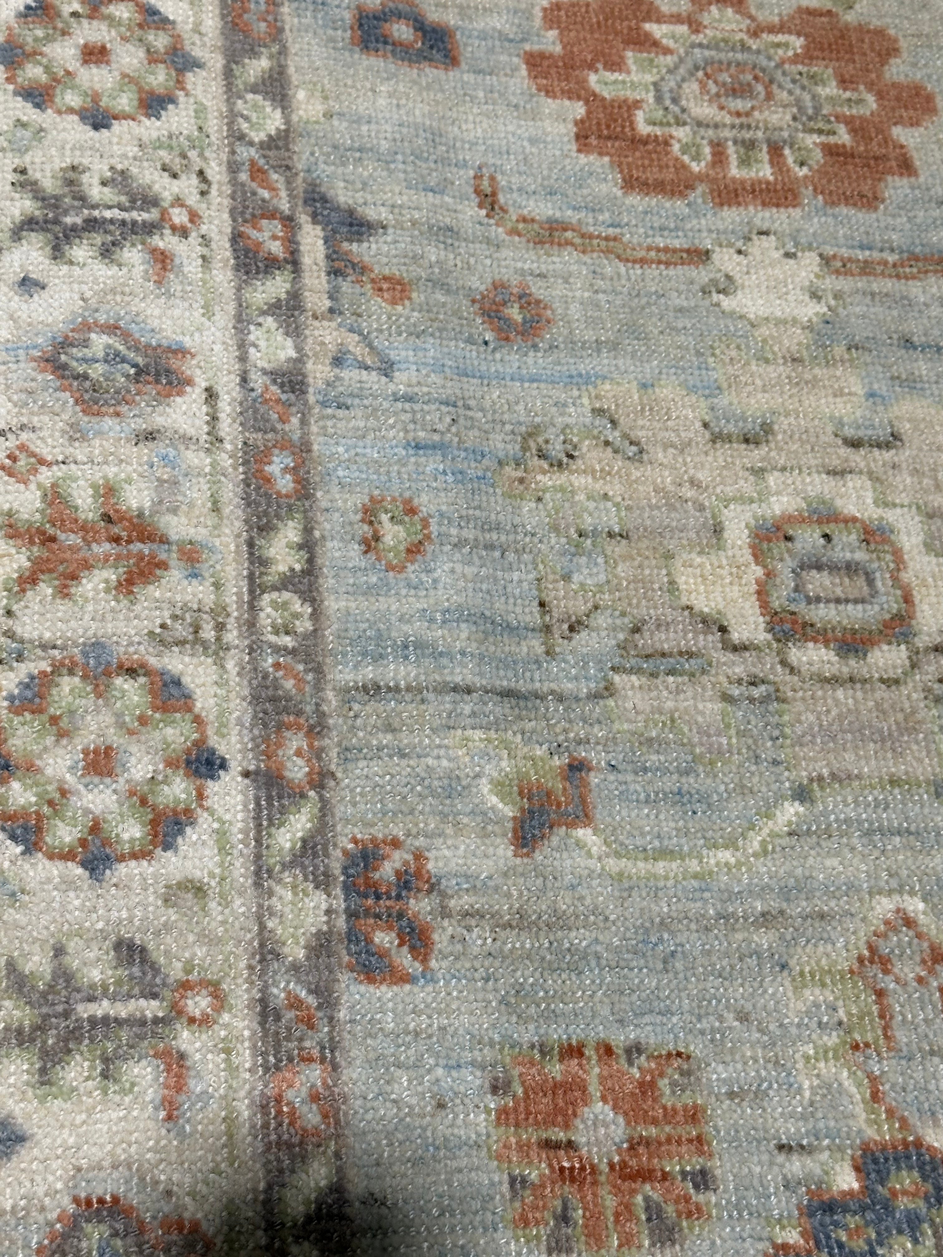 Morticia Addams 2.10x15 Colorful Afghani Whitewashed Oushak Runner