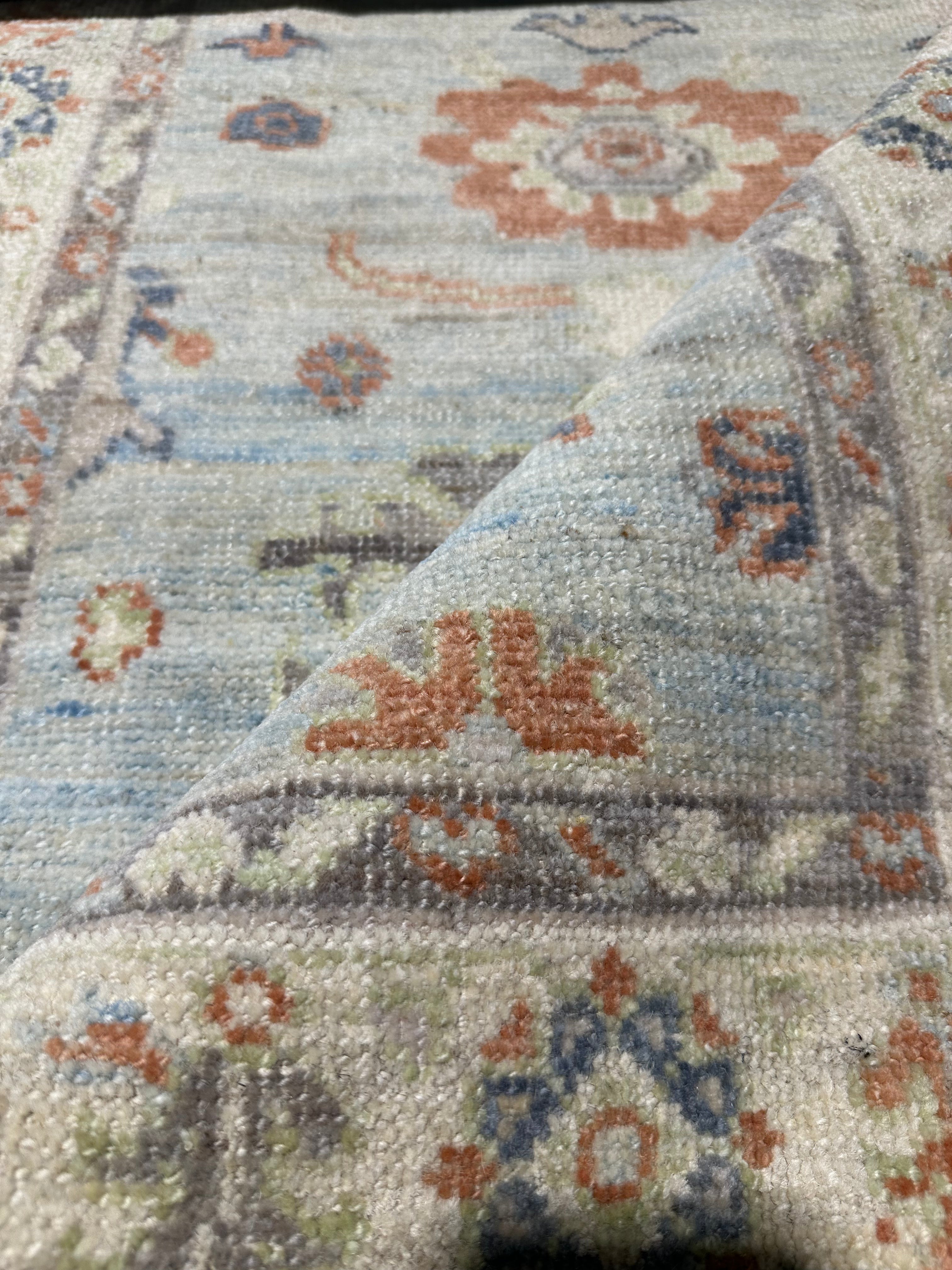Morticia Addams 2.10x15 Colorful Afghani Whitewashed Oushak Runner