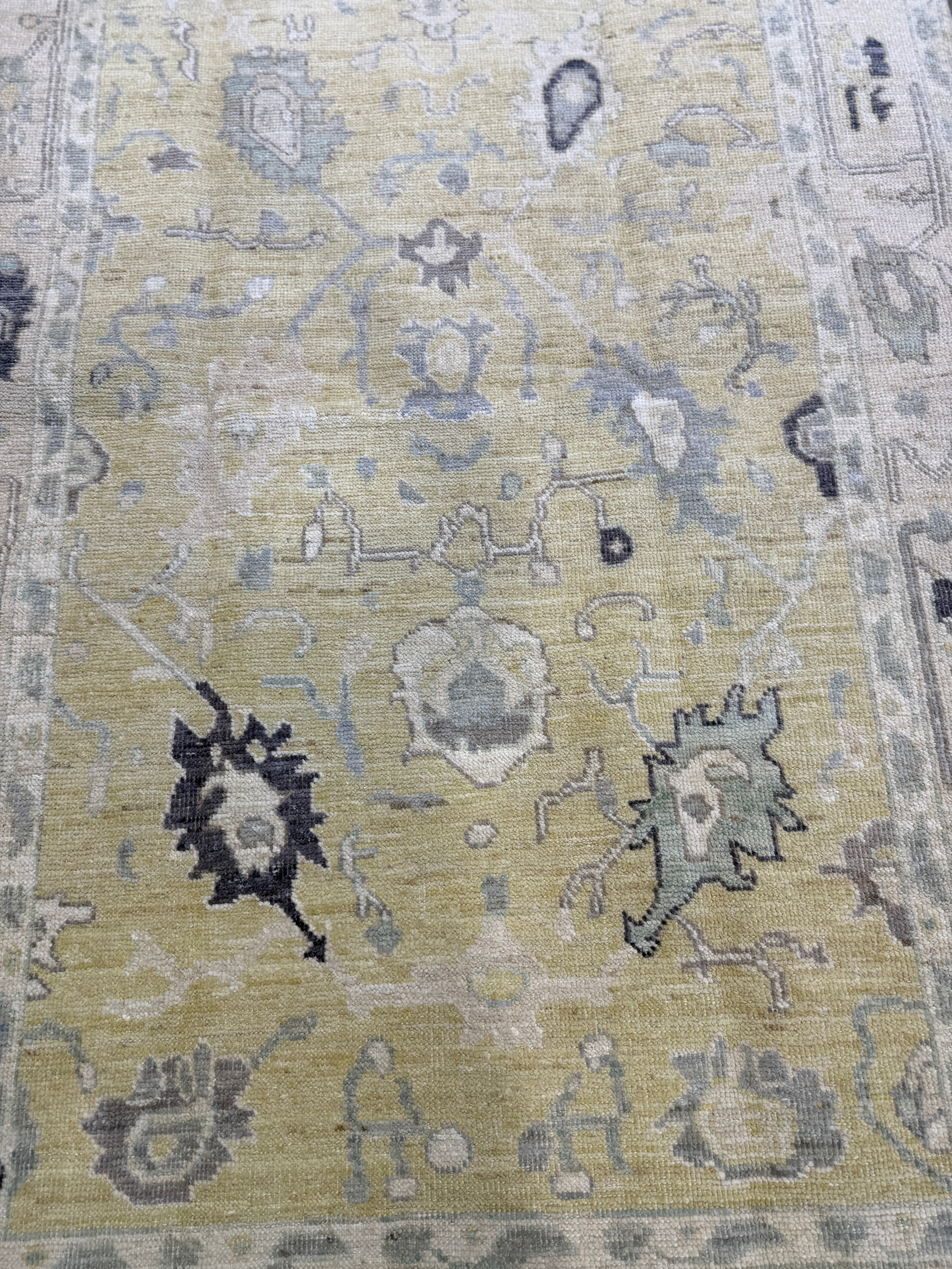 Celia 3.11x5.11 Green Hand-Knotted Whitewashed Oushak