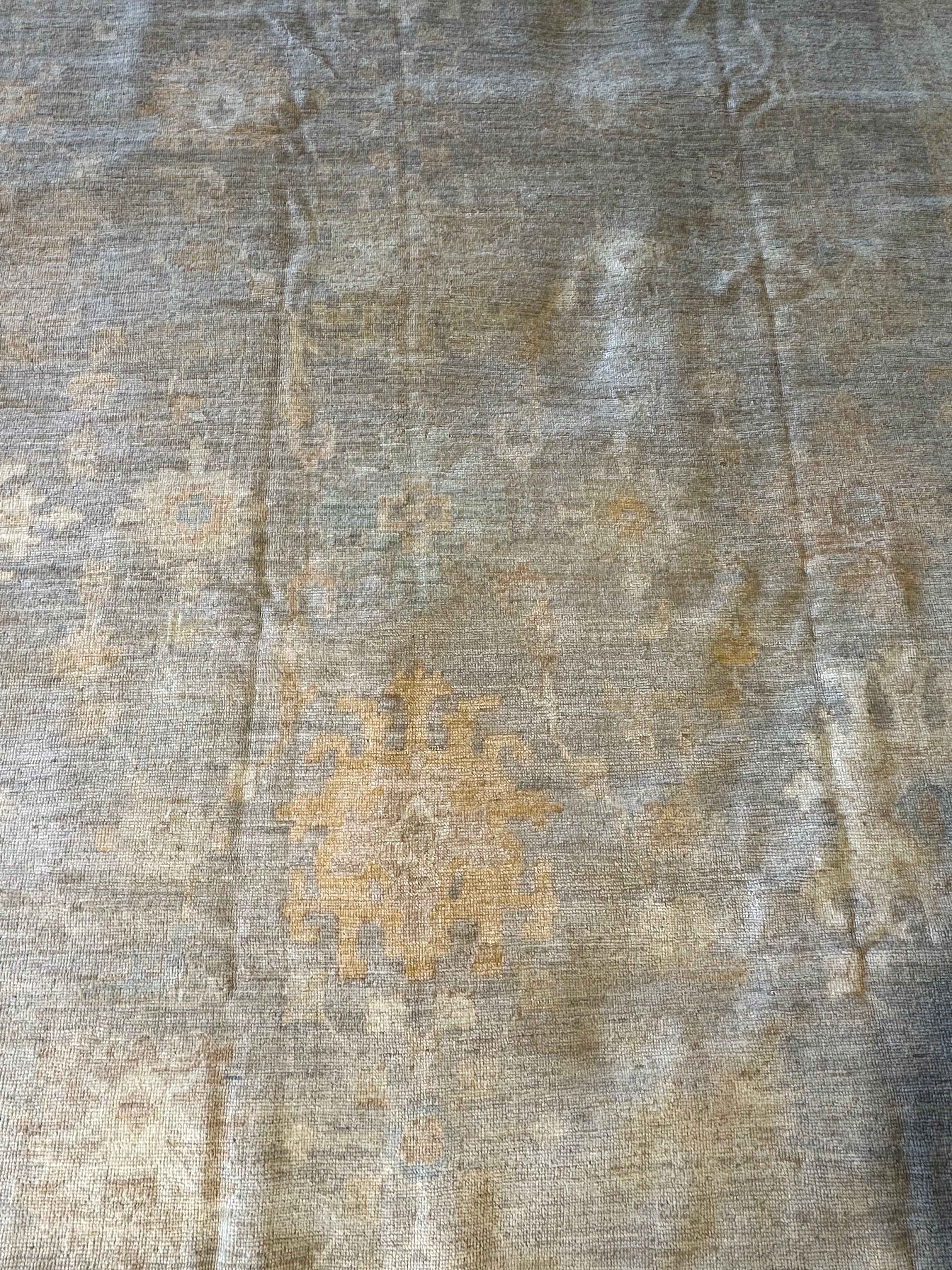 Julie Matthews 9.11x13.2 Blue Whitewashed Hand-Knotted Oushak Rug