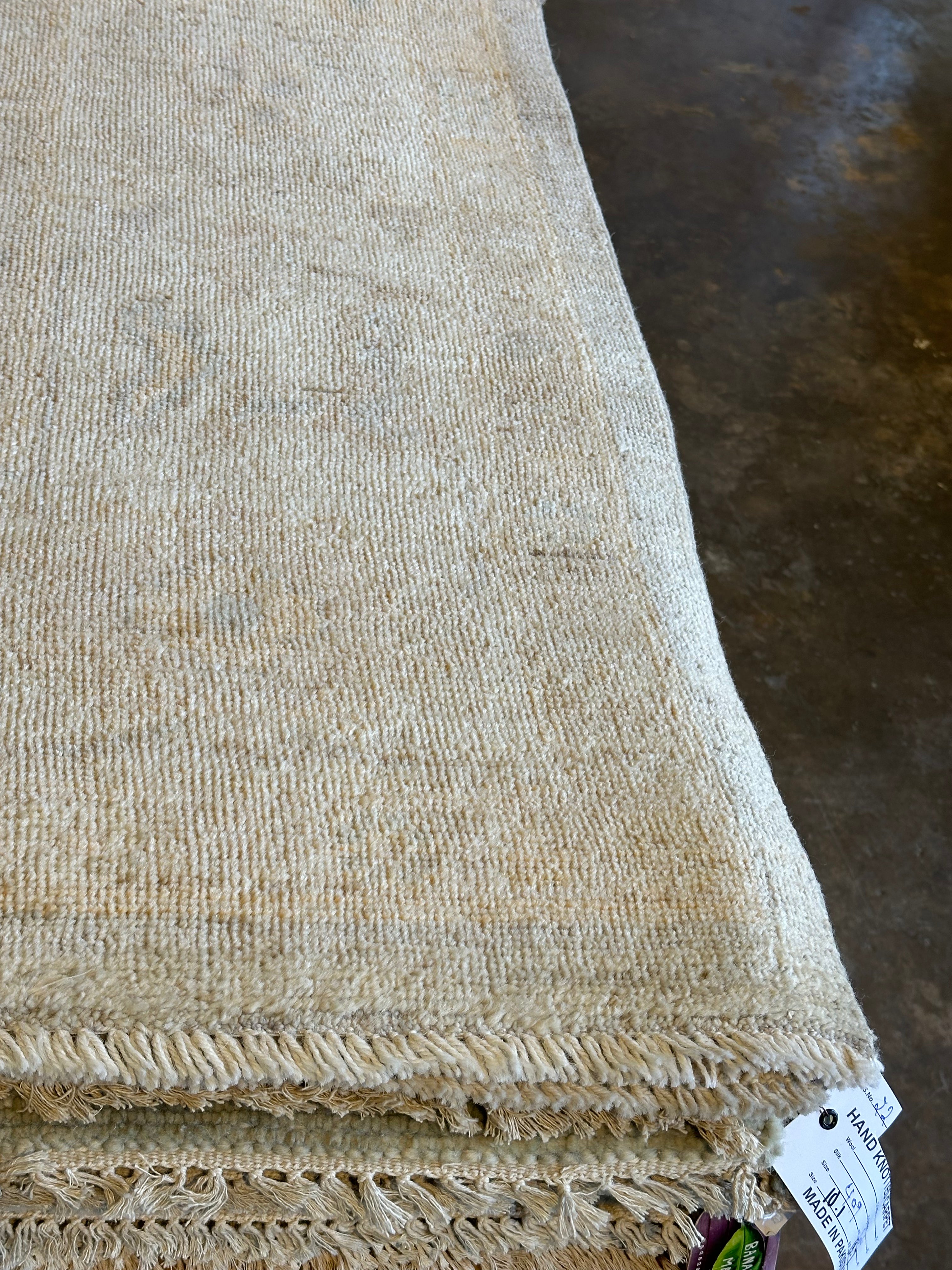 Julie Matthews 9.11x13.2 Blue Whitewashed Hand-Knotted Oushak Rug