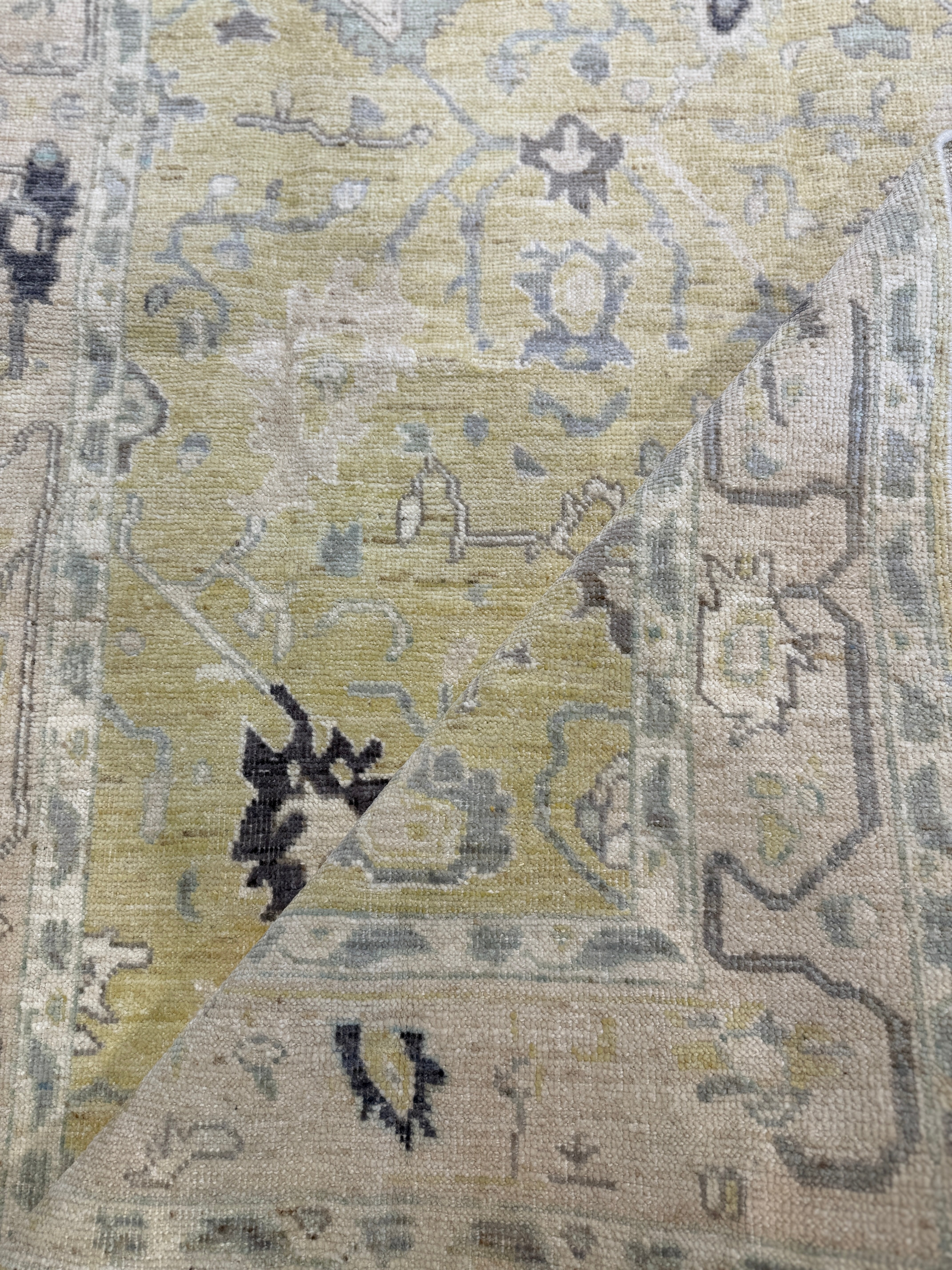 Celia 3.11x5.11 Green Hand-Knotted Whitewashed Oushak