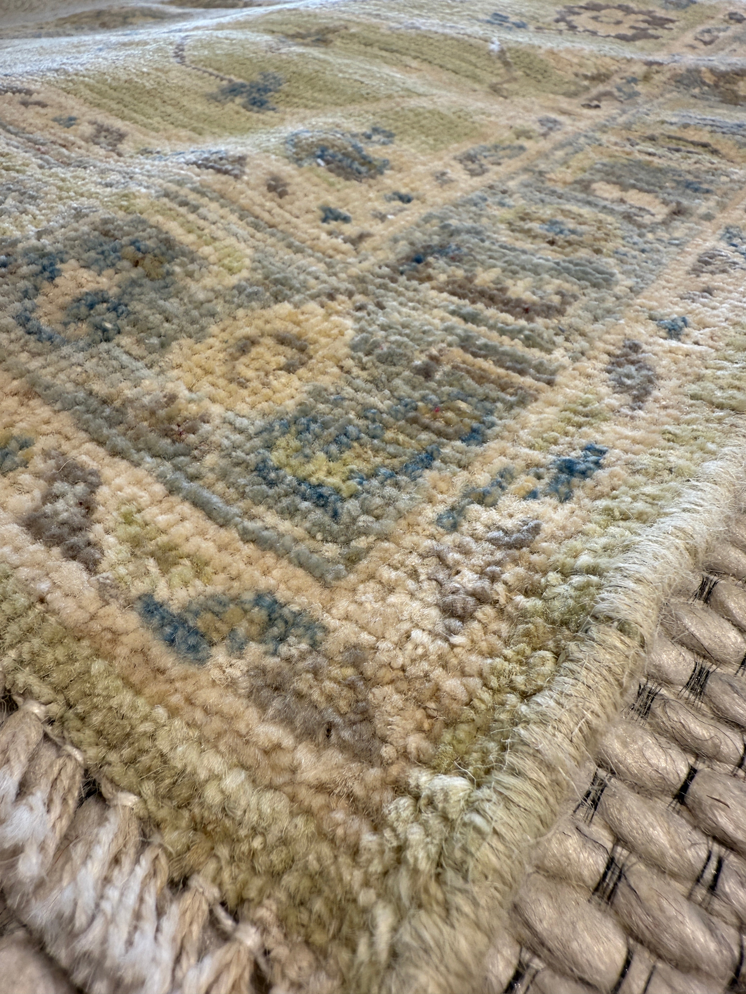 Lais Pedroso 2.10x4.11 Green Hand-Knotted Whitewashed Oushak