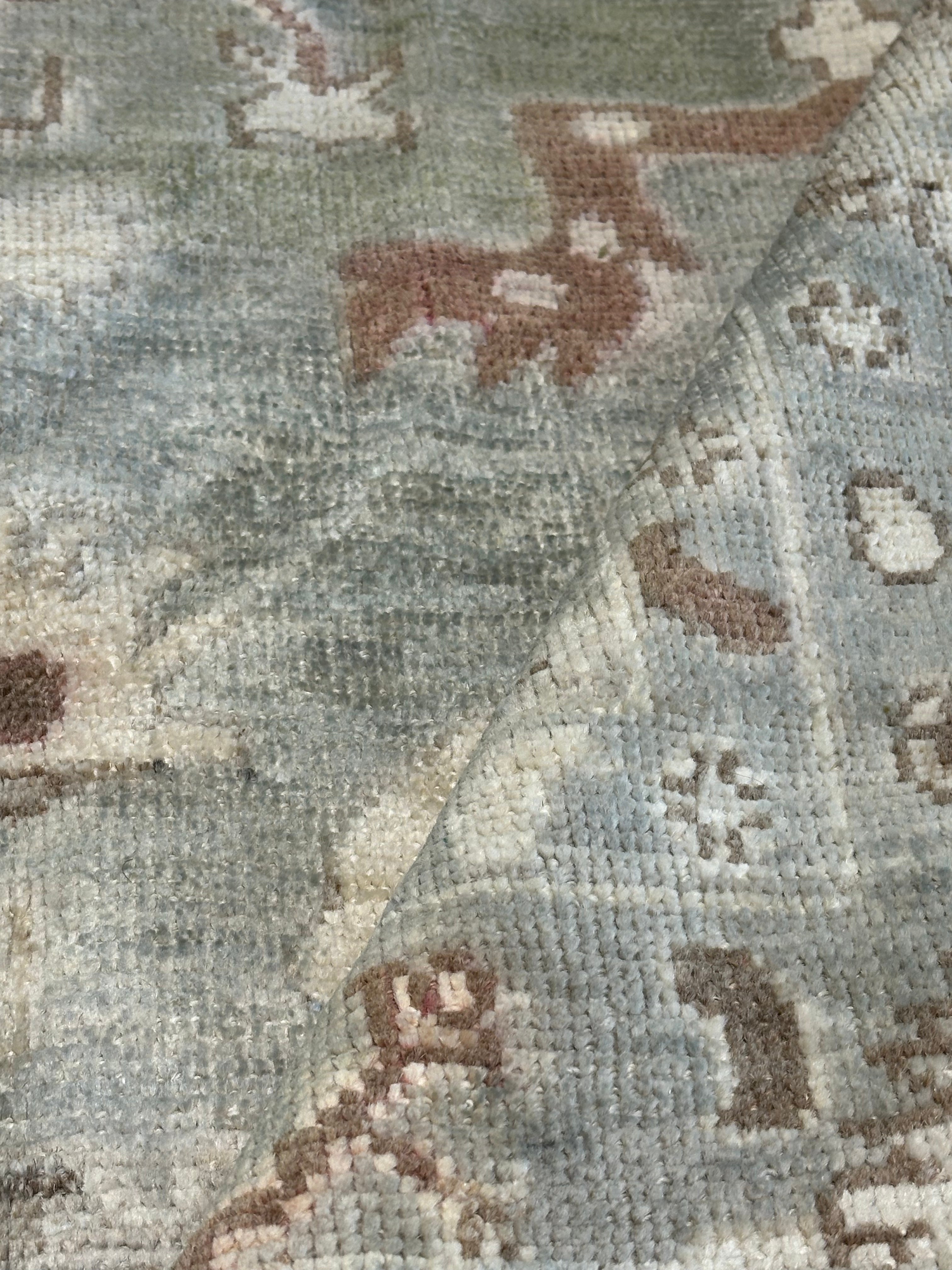 Denise Wood 5.1x7.4 Blue Hand-Knotted Oushak