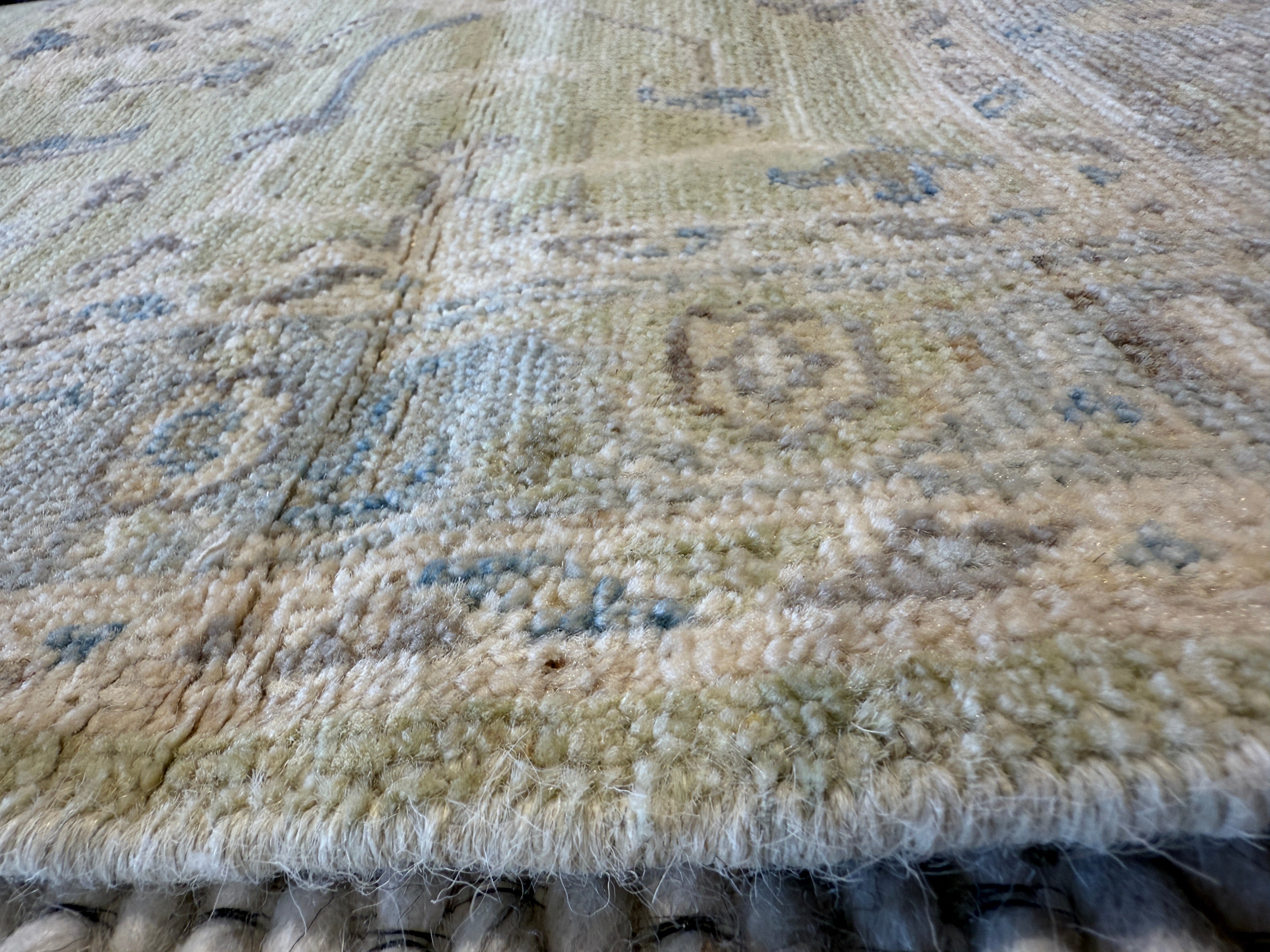 Lais Pedroso 2.10x4.11 Green Hand-Knotted Whitewashed Oushak