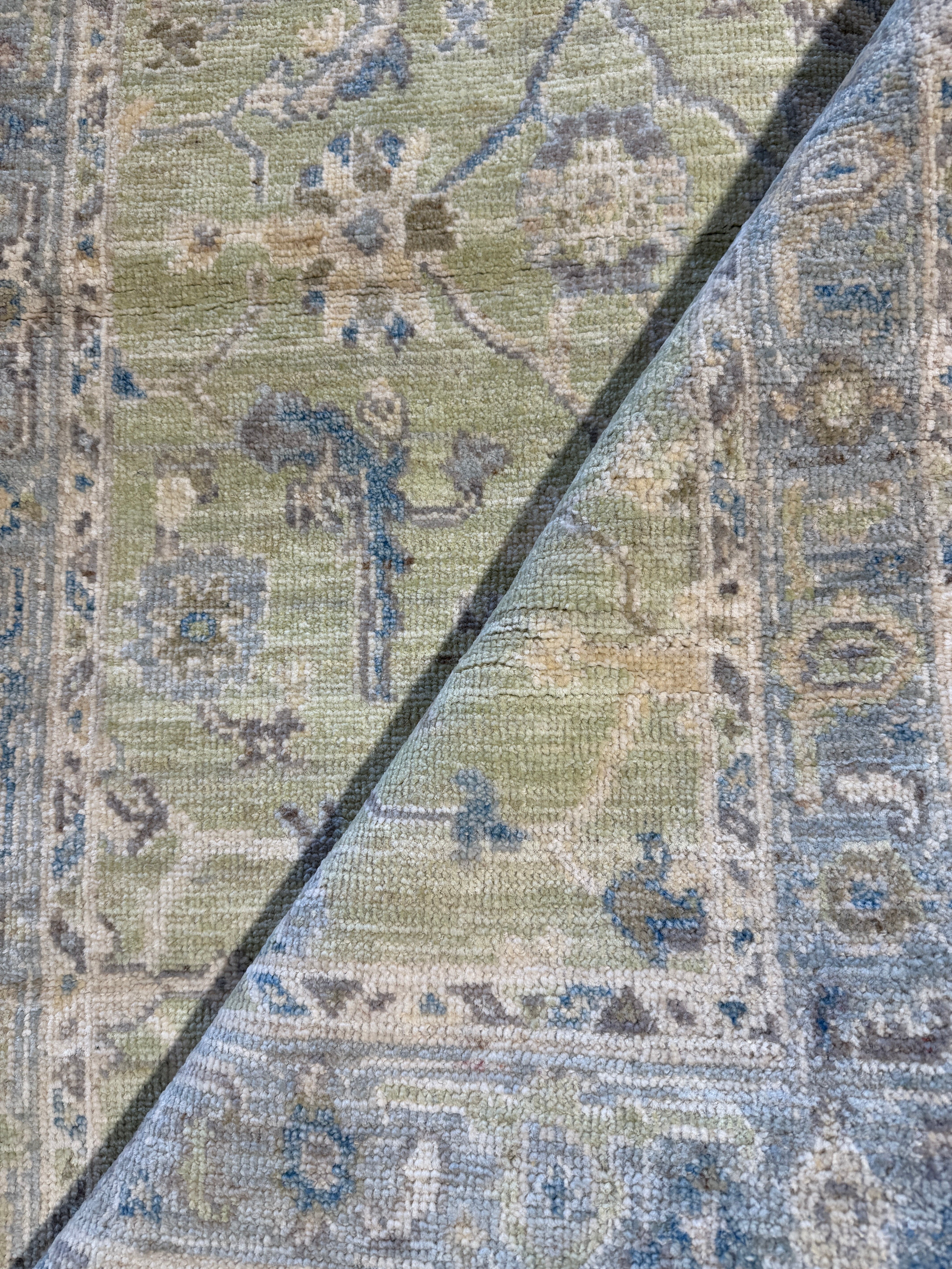 Lais Pedroso 2.10x4.11 Green Hand-Knotted Whitewashed Oushak