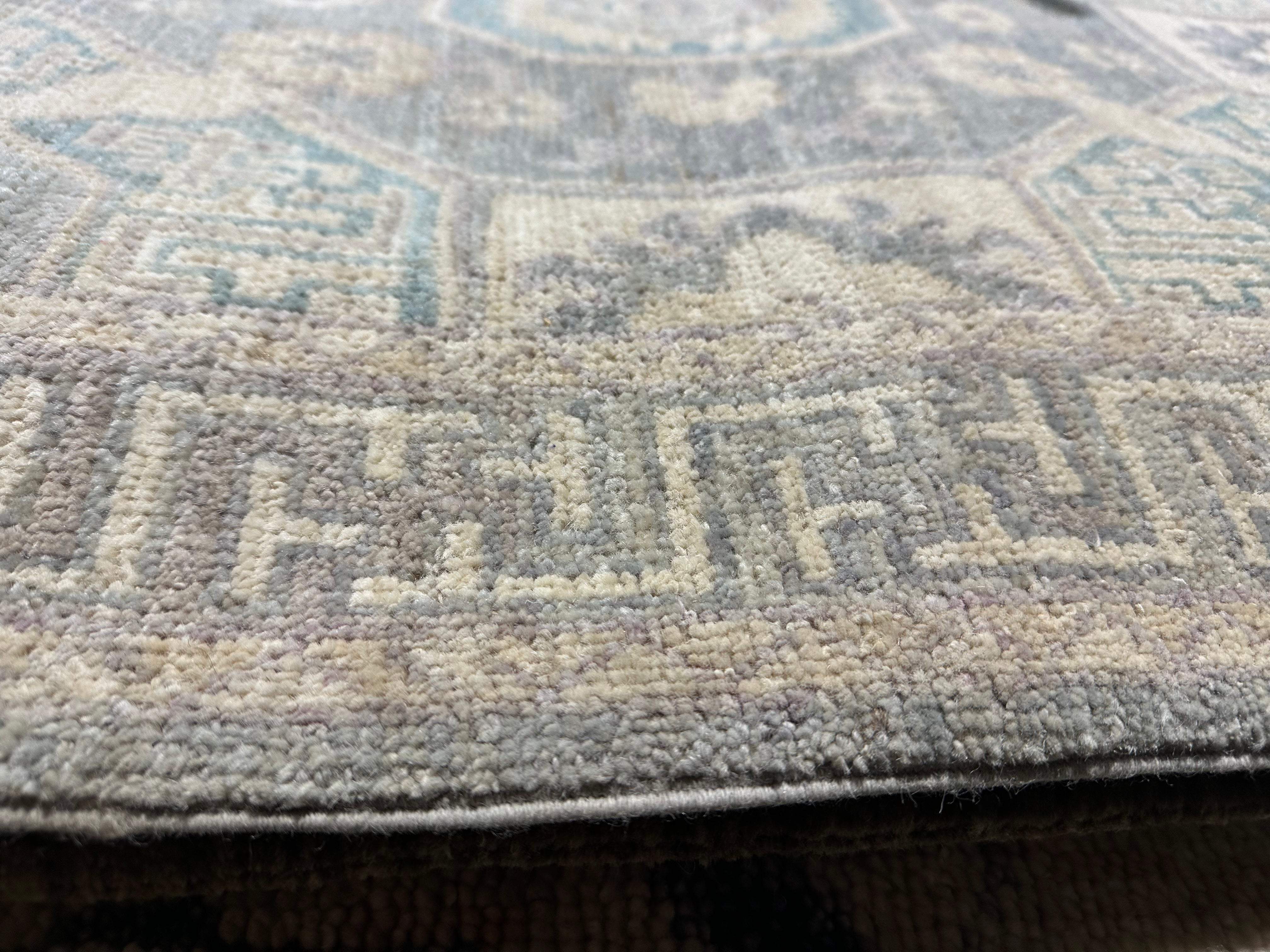 Sara Campbell 2.8x15.5 Grey Whitewashed Hand-Knotted Oushak
