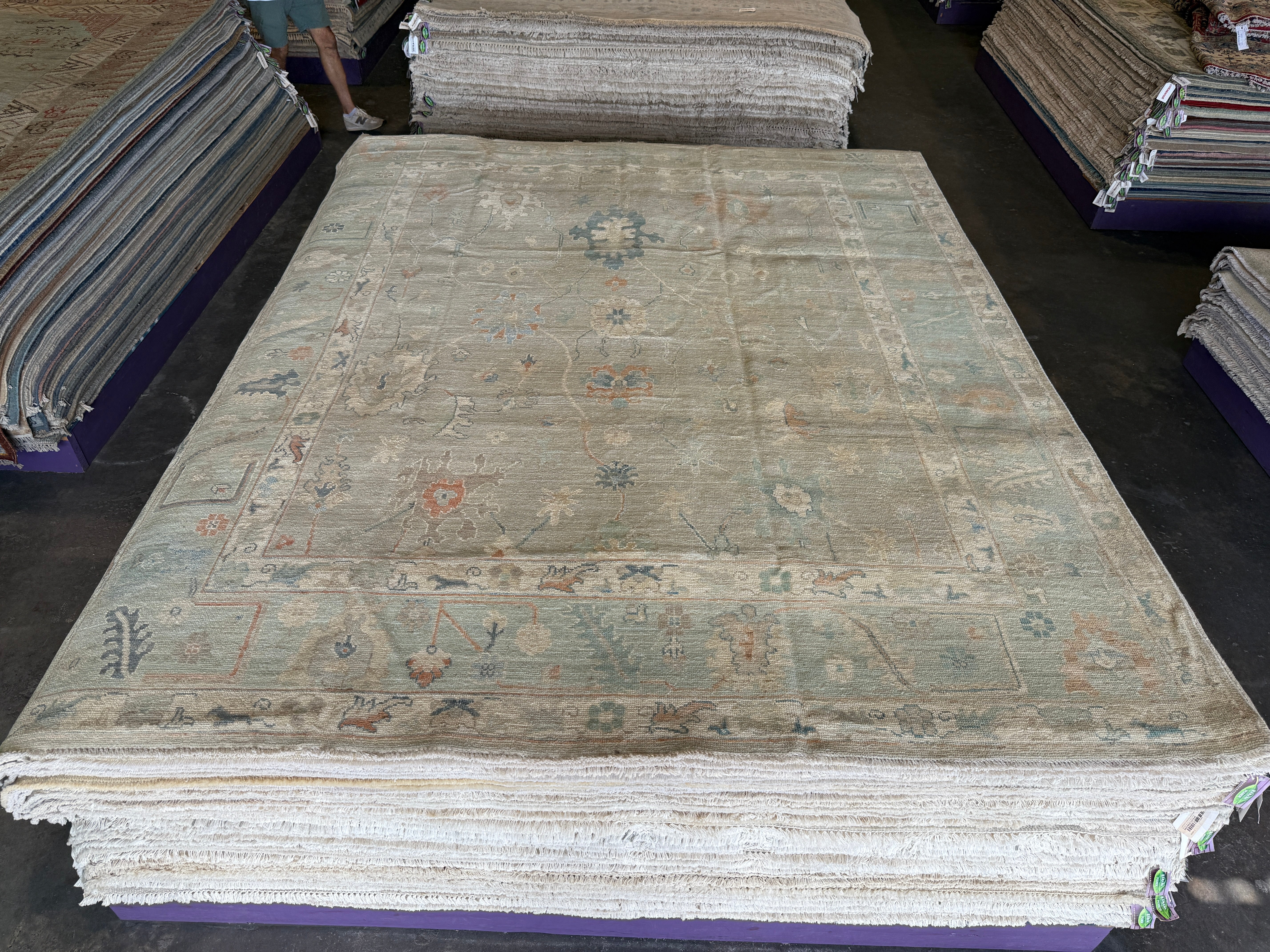 Suzanne Tyler 8.5x9.11 Light Blue Hand-Knotted Whitewashed Oushak
