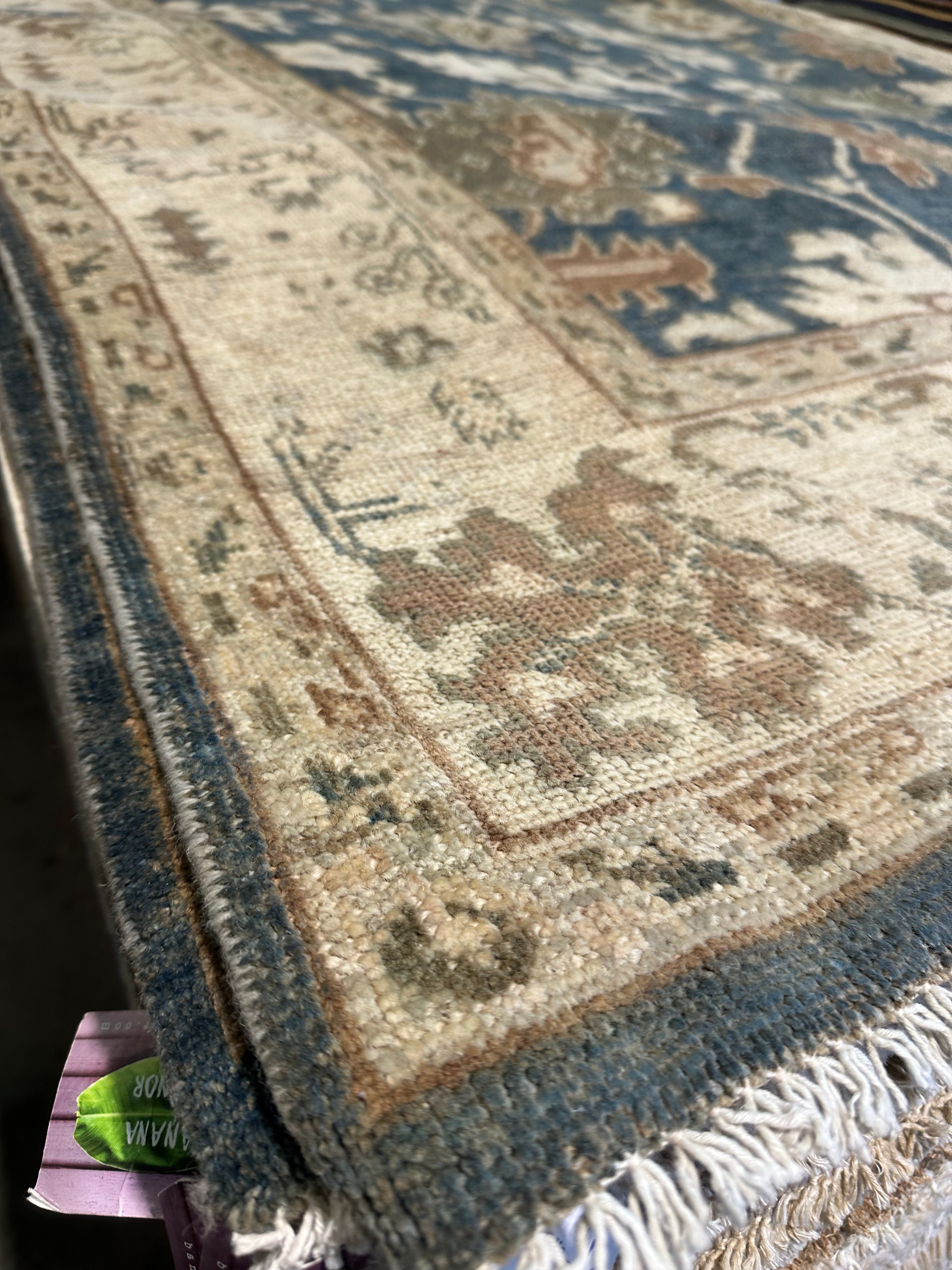 Lindsay Dunn 5.3x7.8 Blue Hand-Knotted Oushak