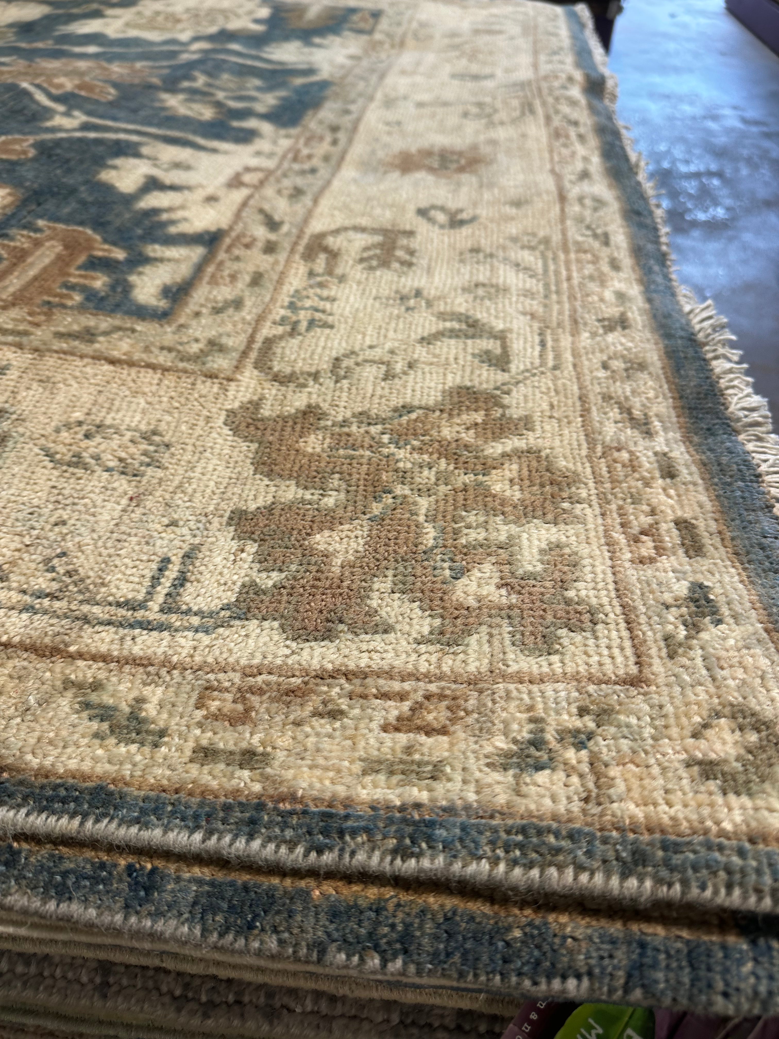 Lindsay Dunn 5.3x7.8 Blue Hand-Knotted Oushak