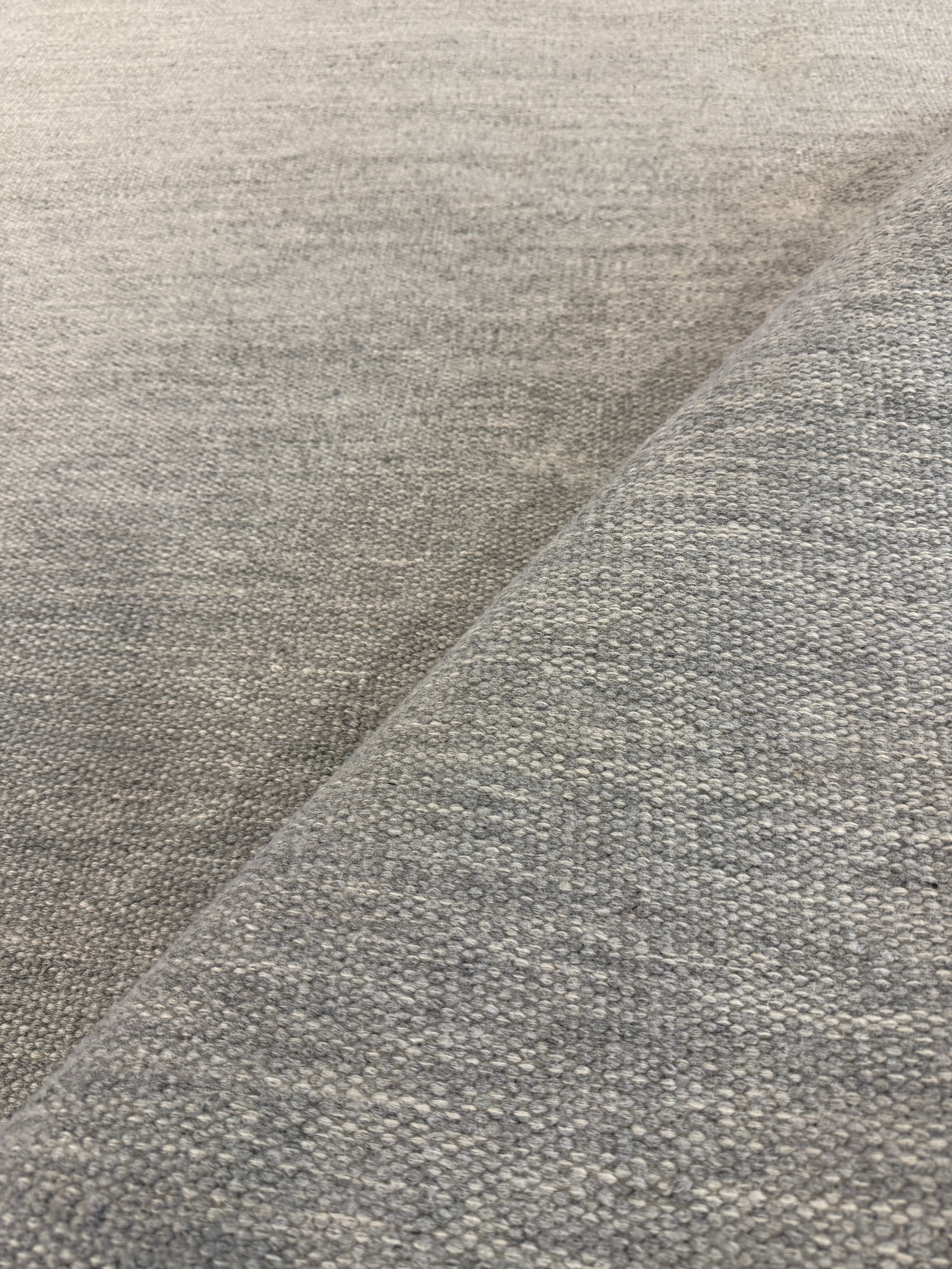 Dirty Snitch 9x12 Handwoven Grey Textured PET Yarn Durrie Rug