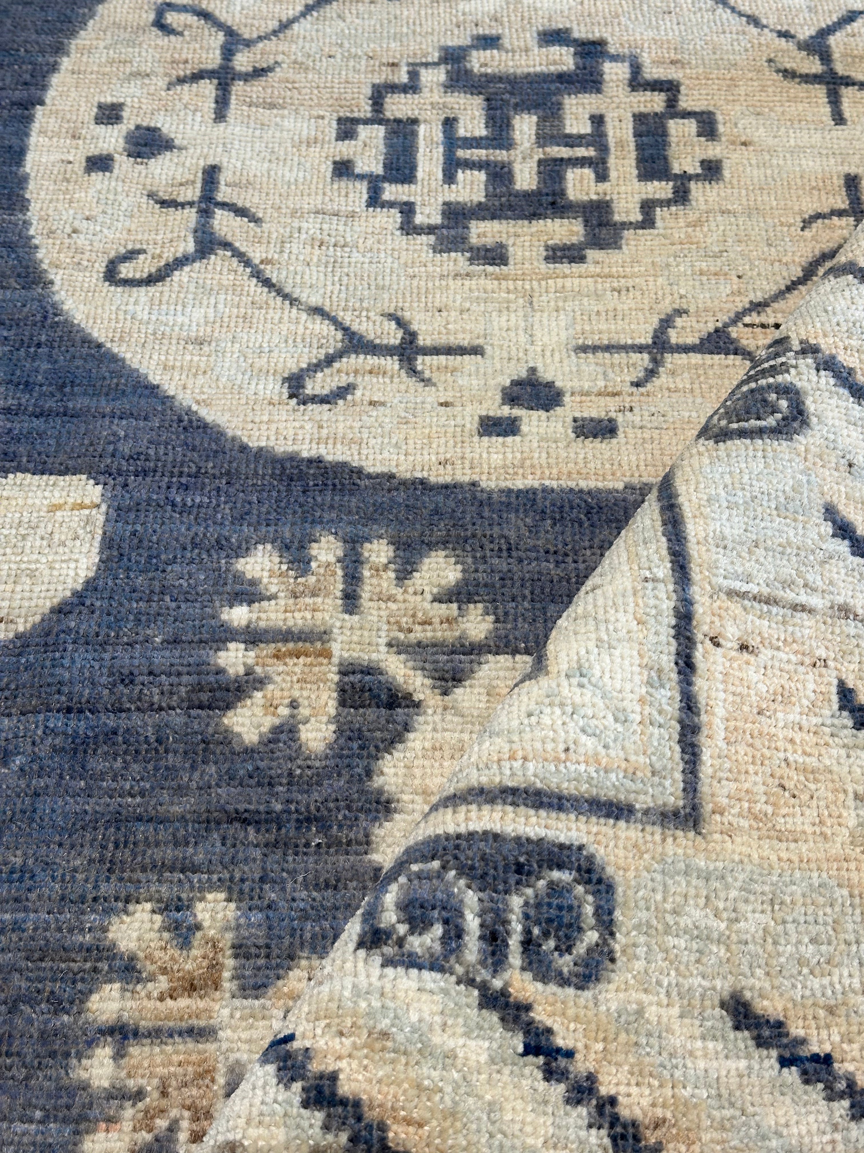Valerie Wisk 4.8x6.7 Blue Hand-Knotted Oushak