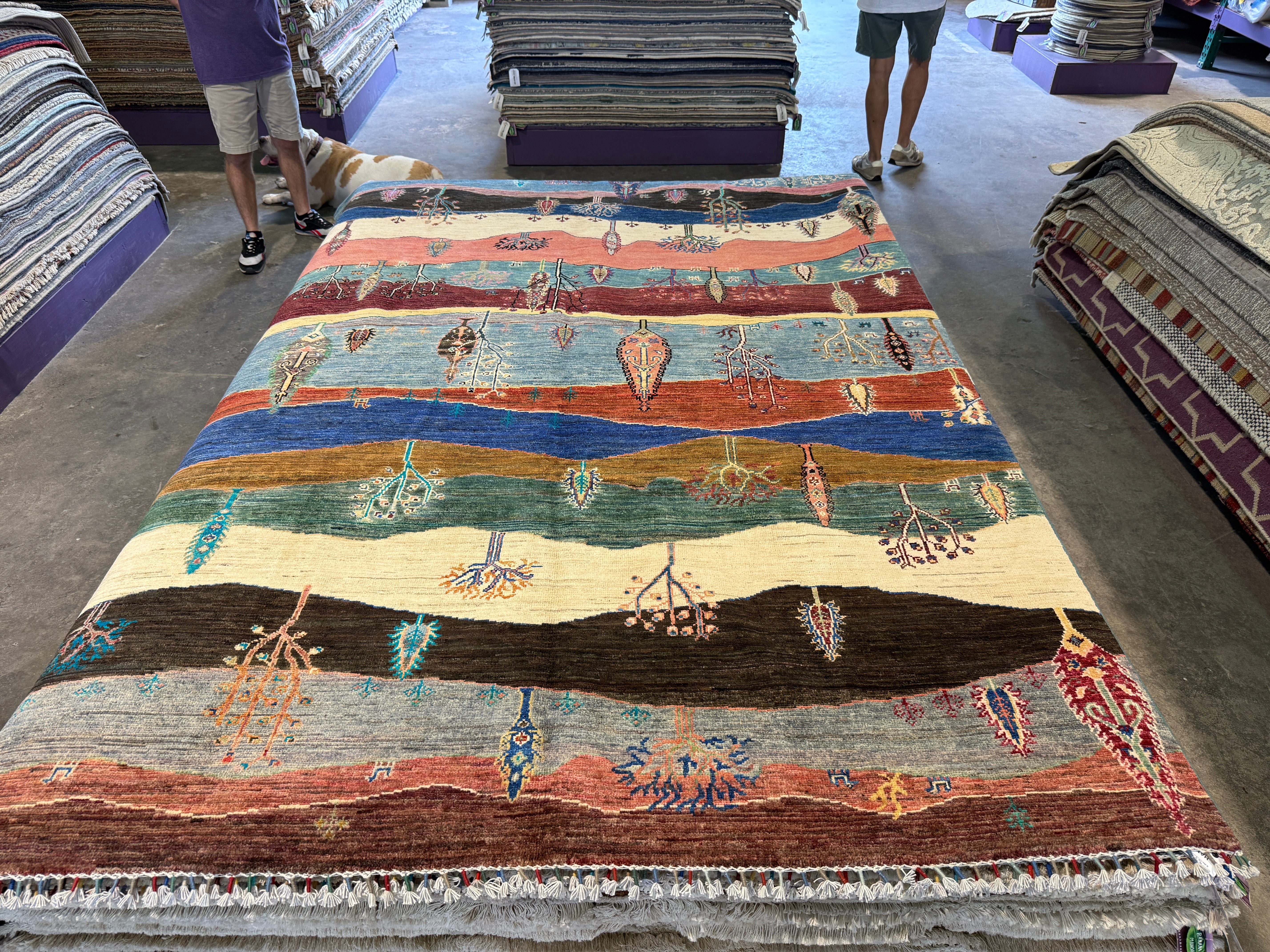 Caitlin Hobart 6.7x9.7 Colorful Hand-Knotted Whitewashed Oushak