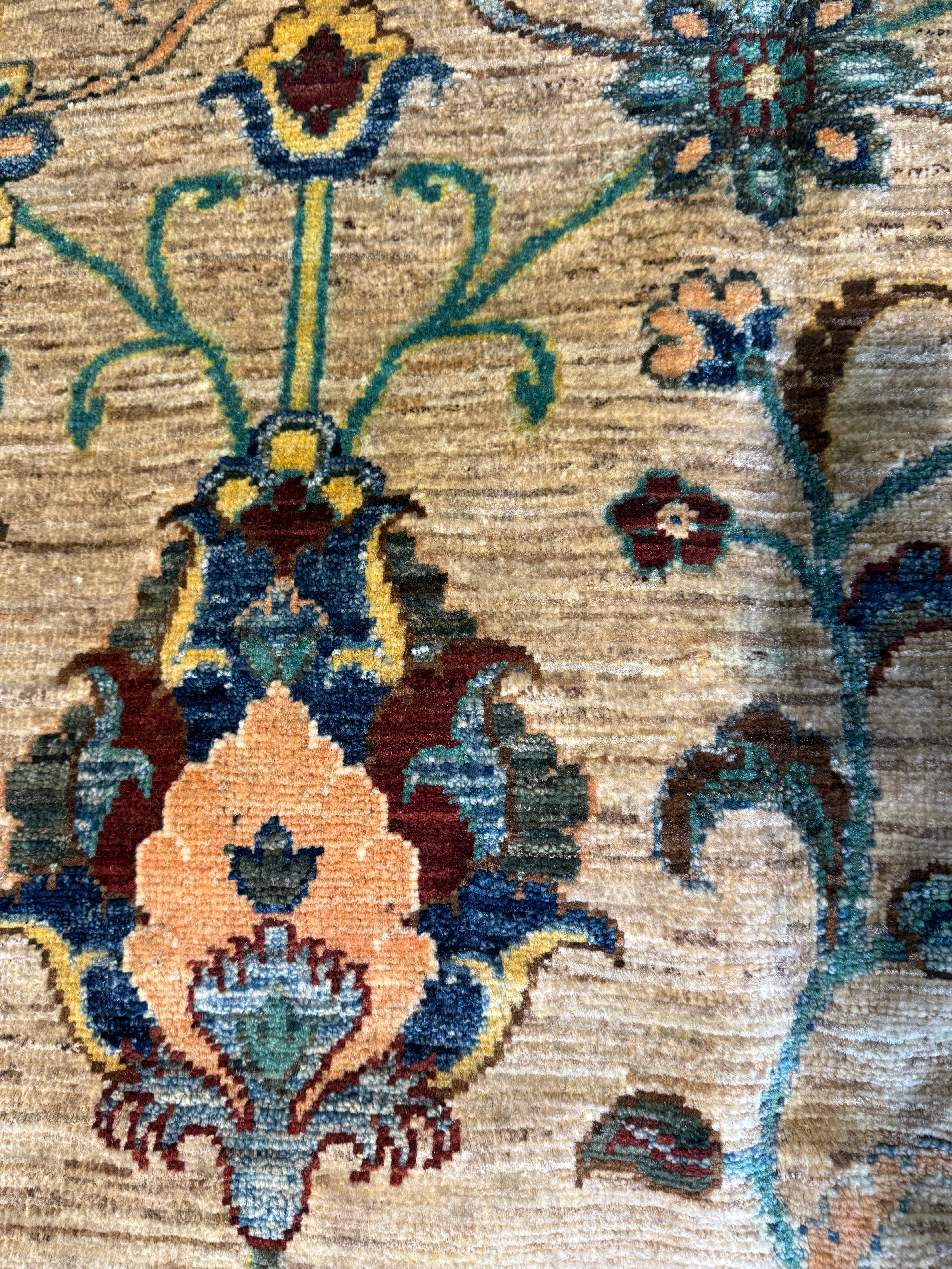 Denna Altshuler 6.8x9.8 Tan Hand-Knotted Whitewashed Oushak