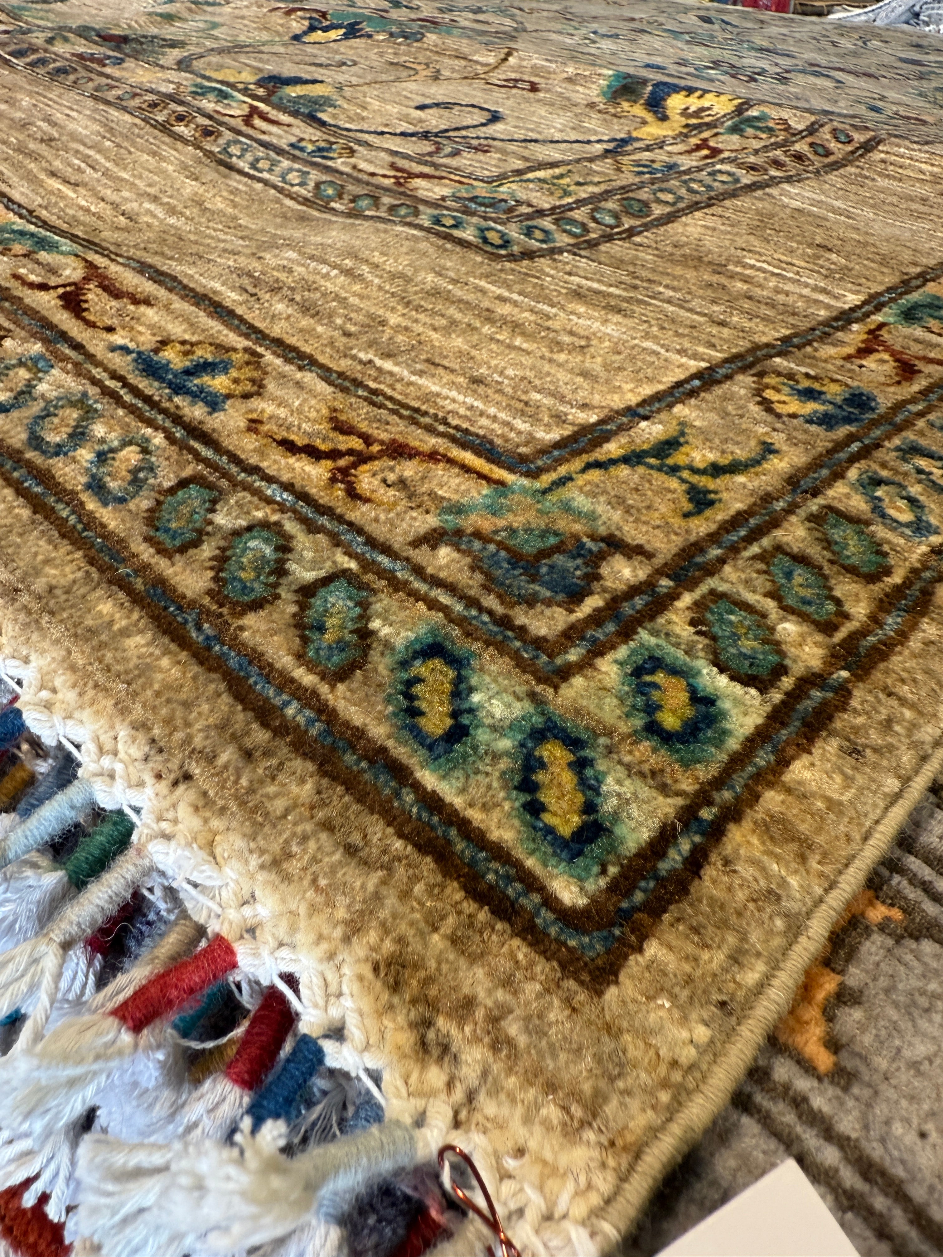 Denna Altshuler 6.8x9.8 Tan Hand-Knotted Whitewashed Oushak