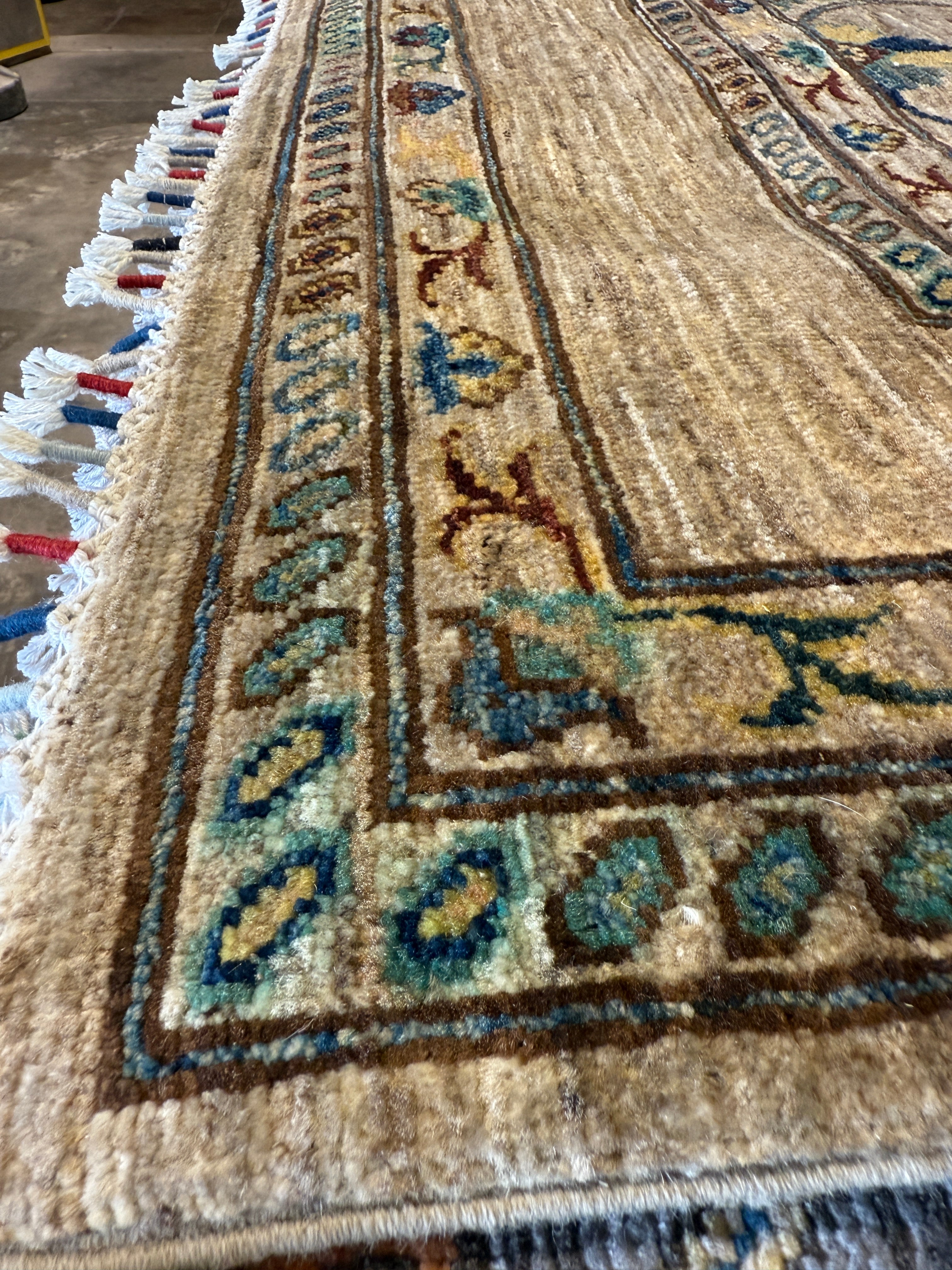Denna Altshuler 6.8x9.8 Tan Hand-Knotted Whitewashed Oushak