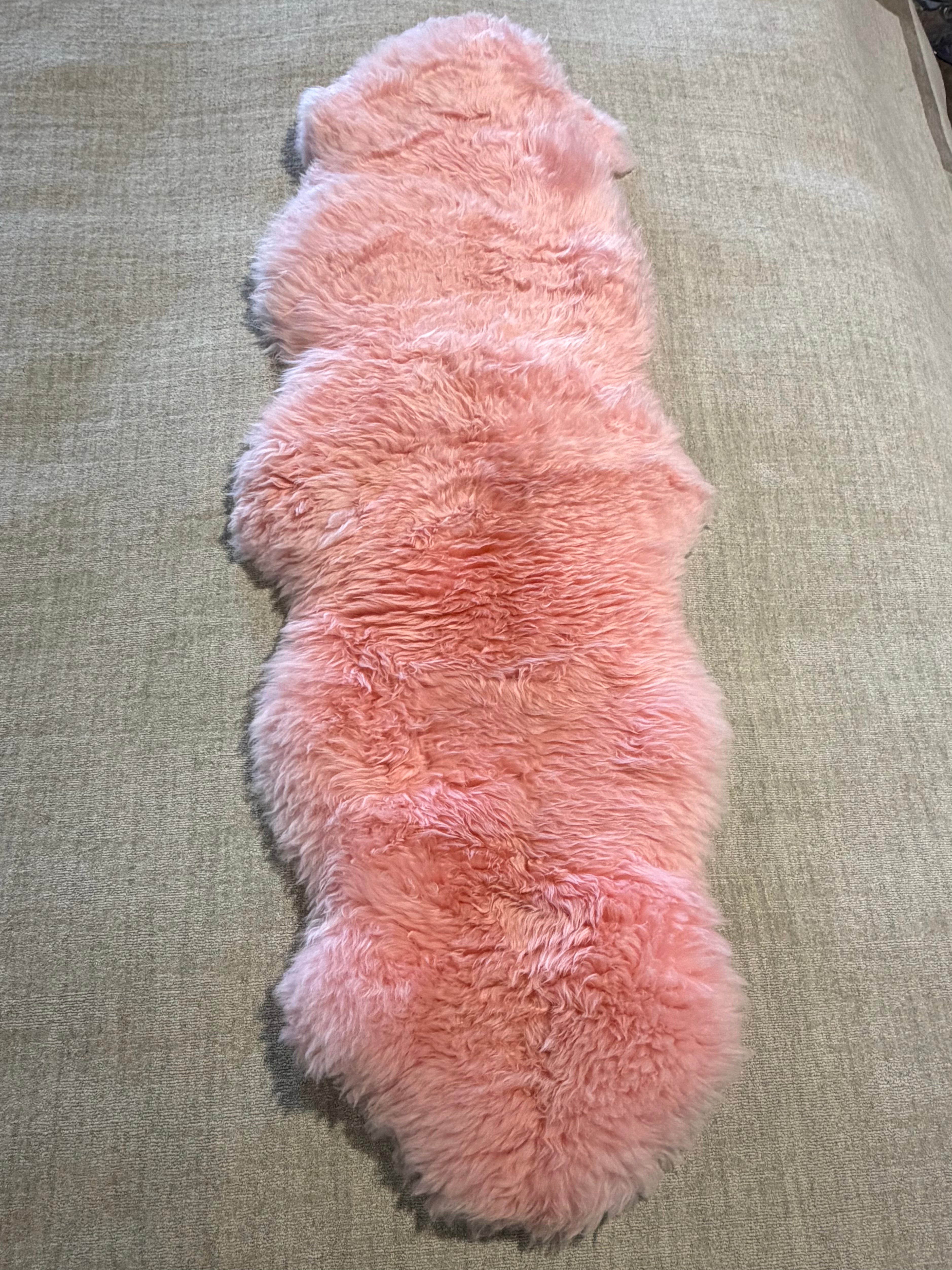 Double Pelt Light Pink Sheepskin Rug
