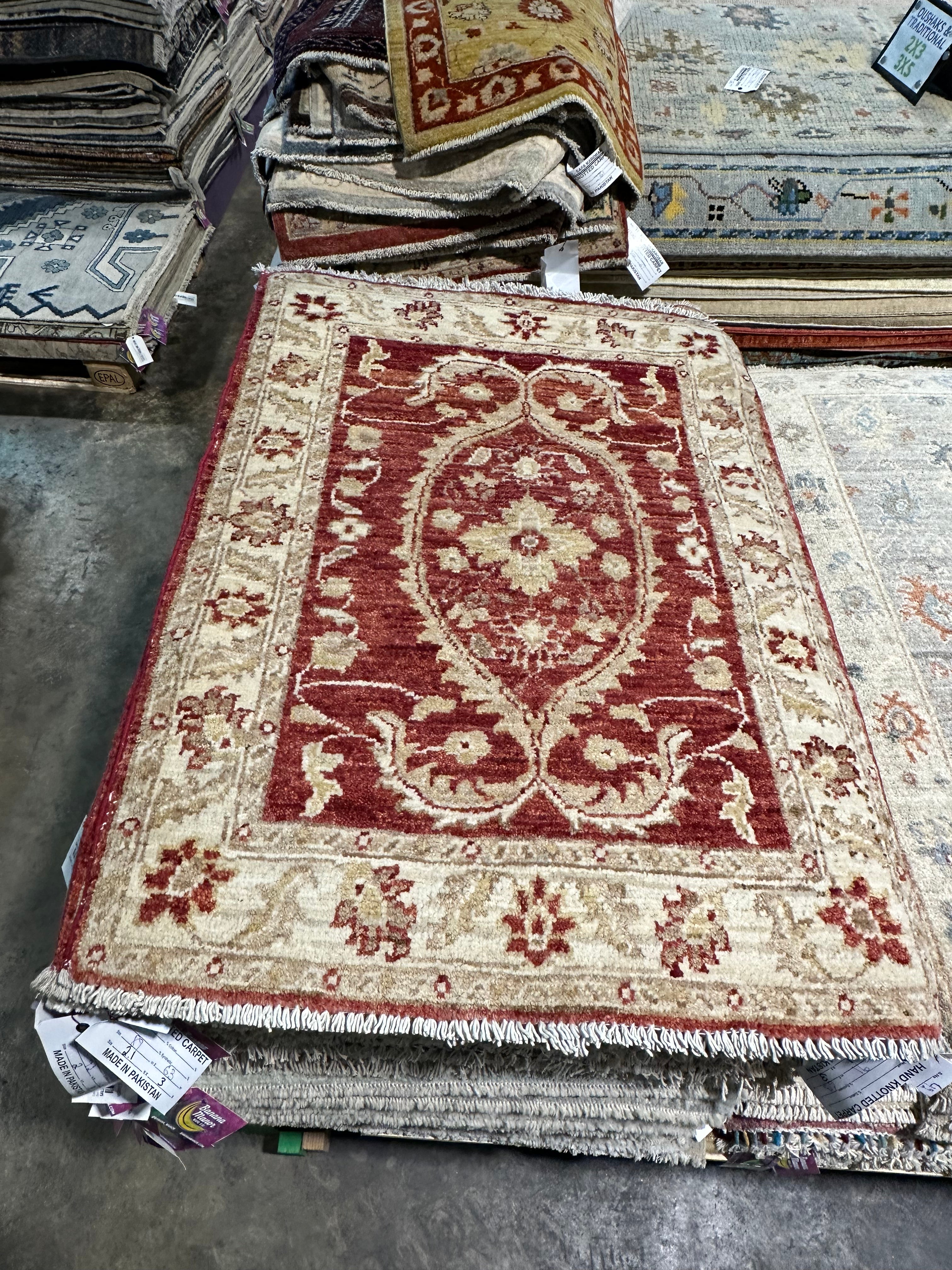 Phoebe Rex 2.1x3 Red Hand-Knotted Oushak