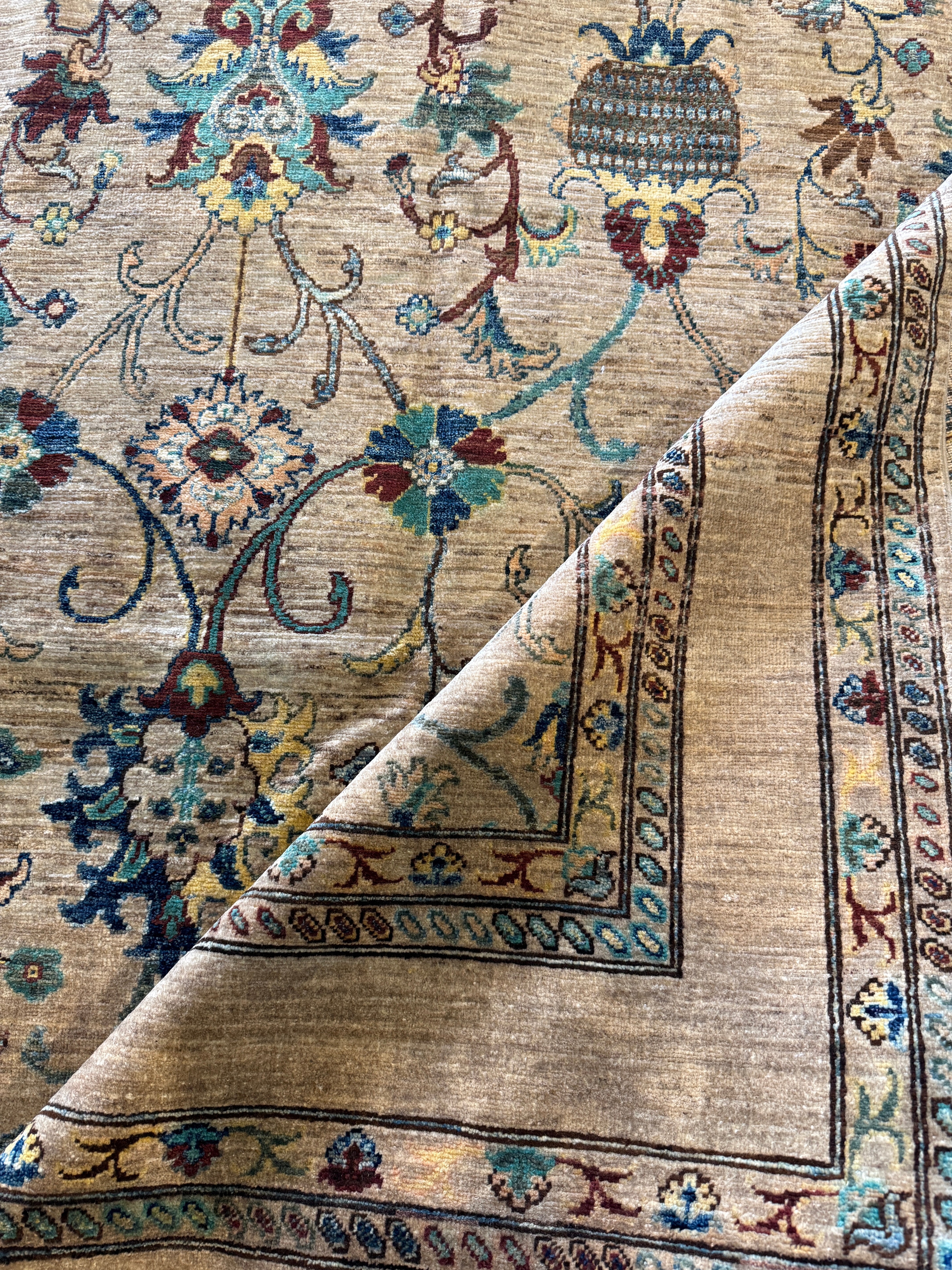 Denna Altshuler 6.8x9.8 Tan Hand-Knotted Whitewashed Oushak