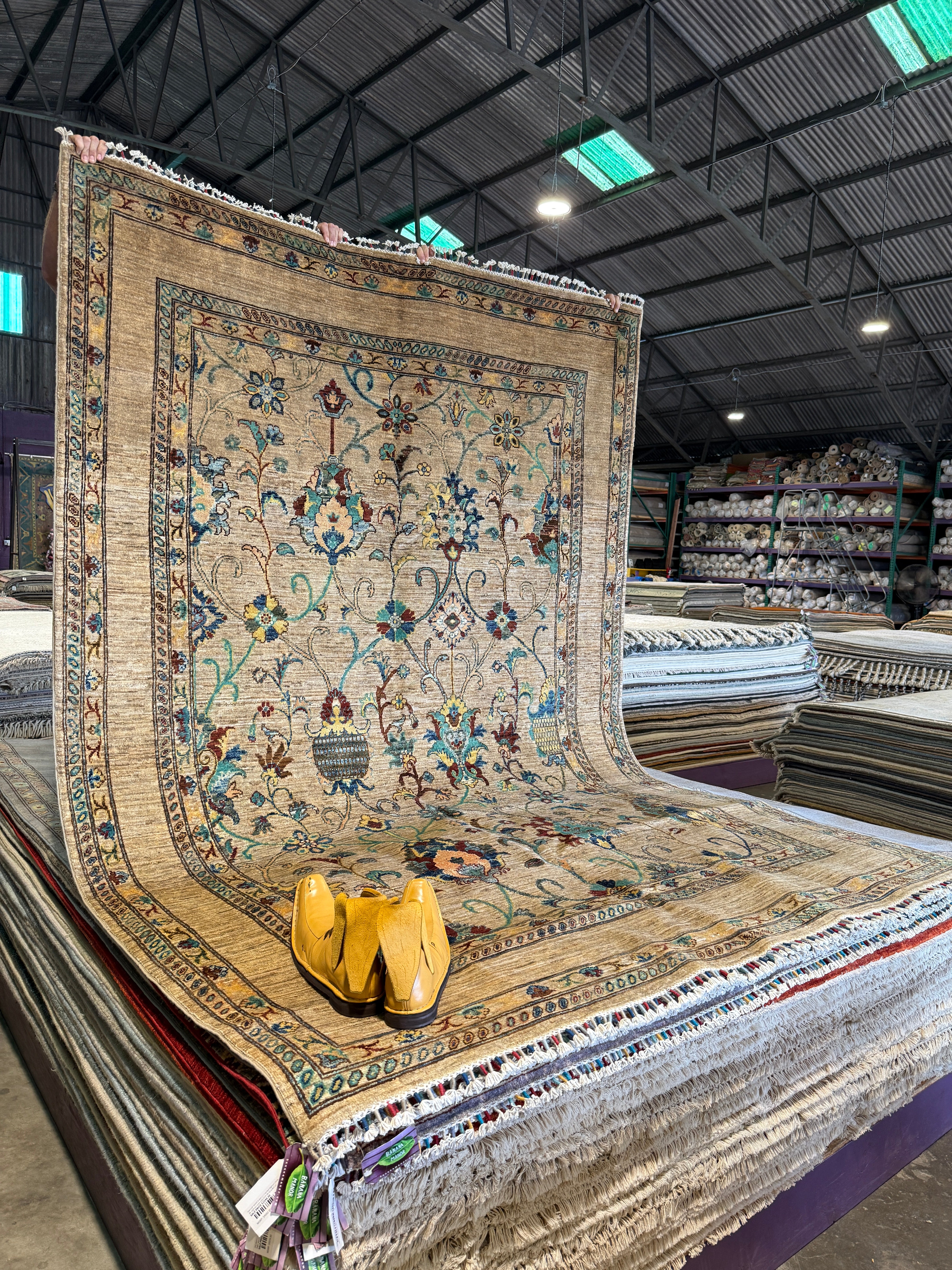 Denna Altshuler 6.8x9.8 Tan Hand-Knotted Whitewashed Oushak