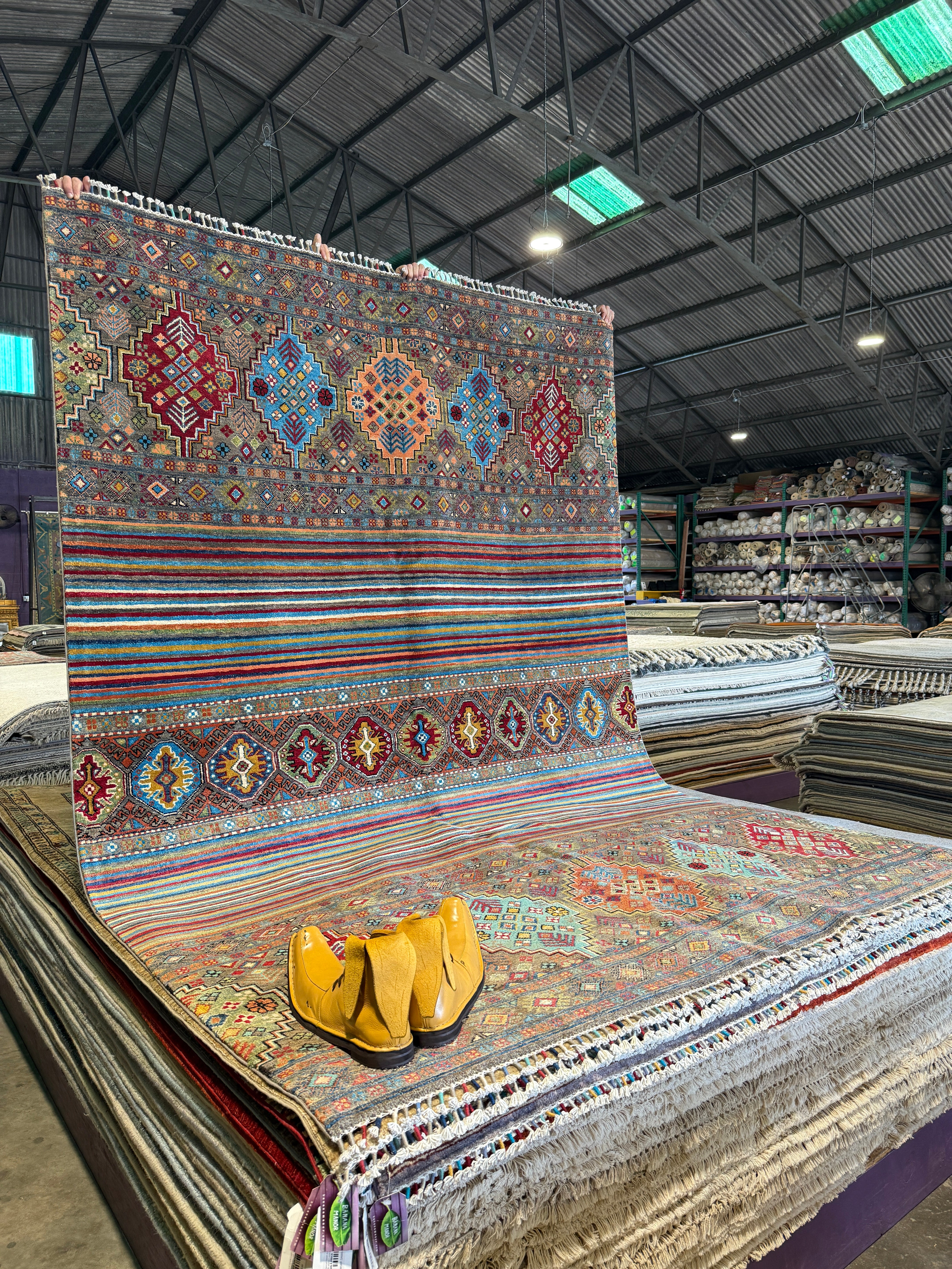 Chantelle 6.10x10.1 Colorful Hand-Knotted Whitewashed Oushak