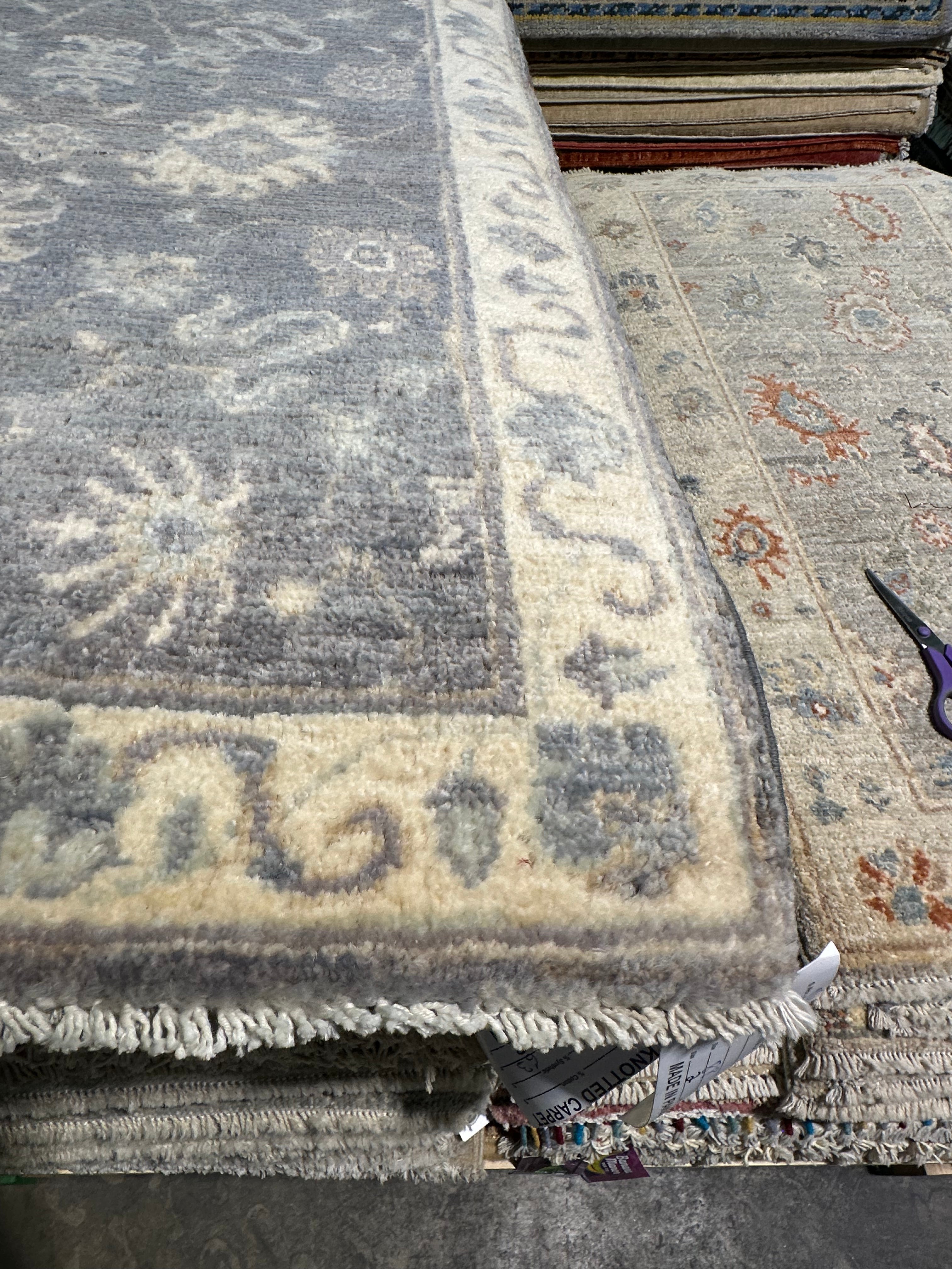 Stephane Gaudet 2x3 Blue Whitewashed Hand-Knotted Oushak