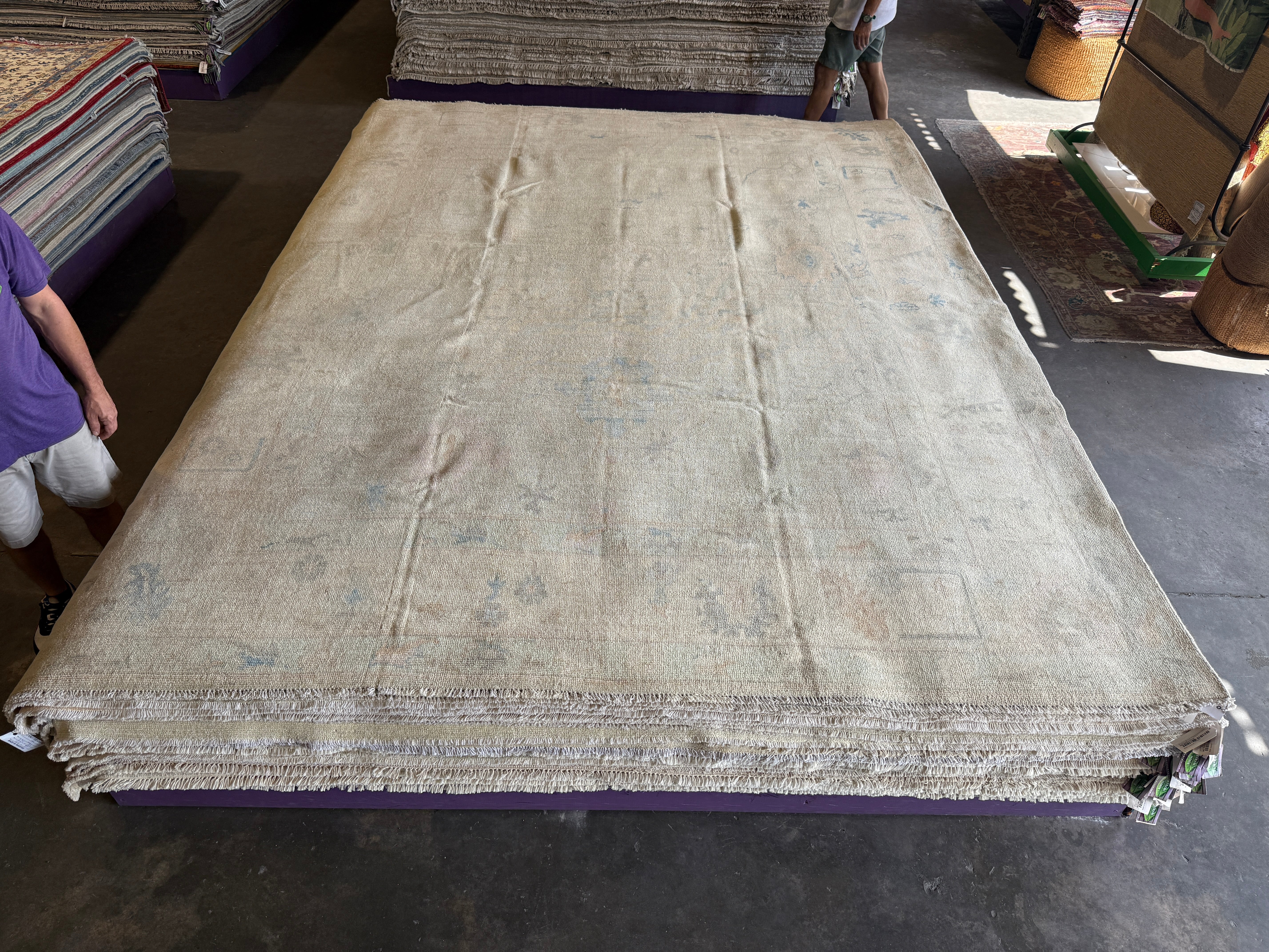 Joy 9.2x11.10 Light Green Hand-Knotted Whitewashed Oushak