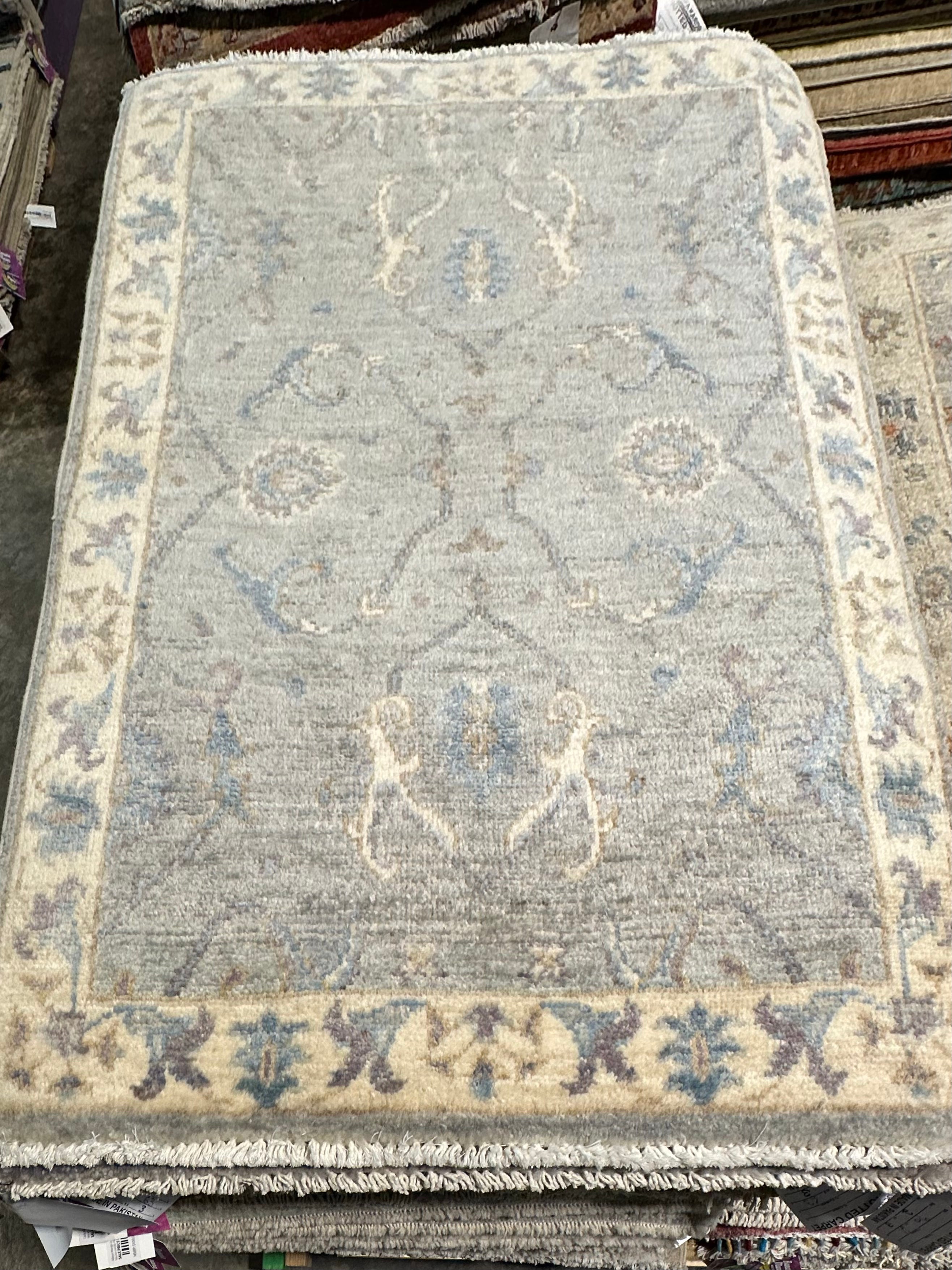 Stephanie Clervi 2x3 Blue Whitewashed Hand-Knotted Oushak