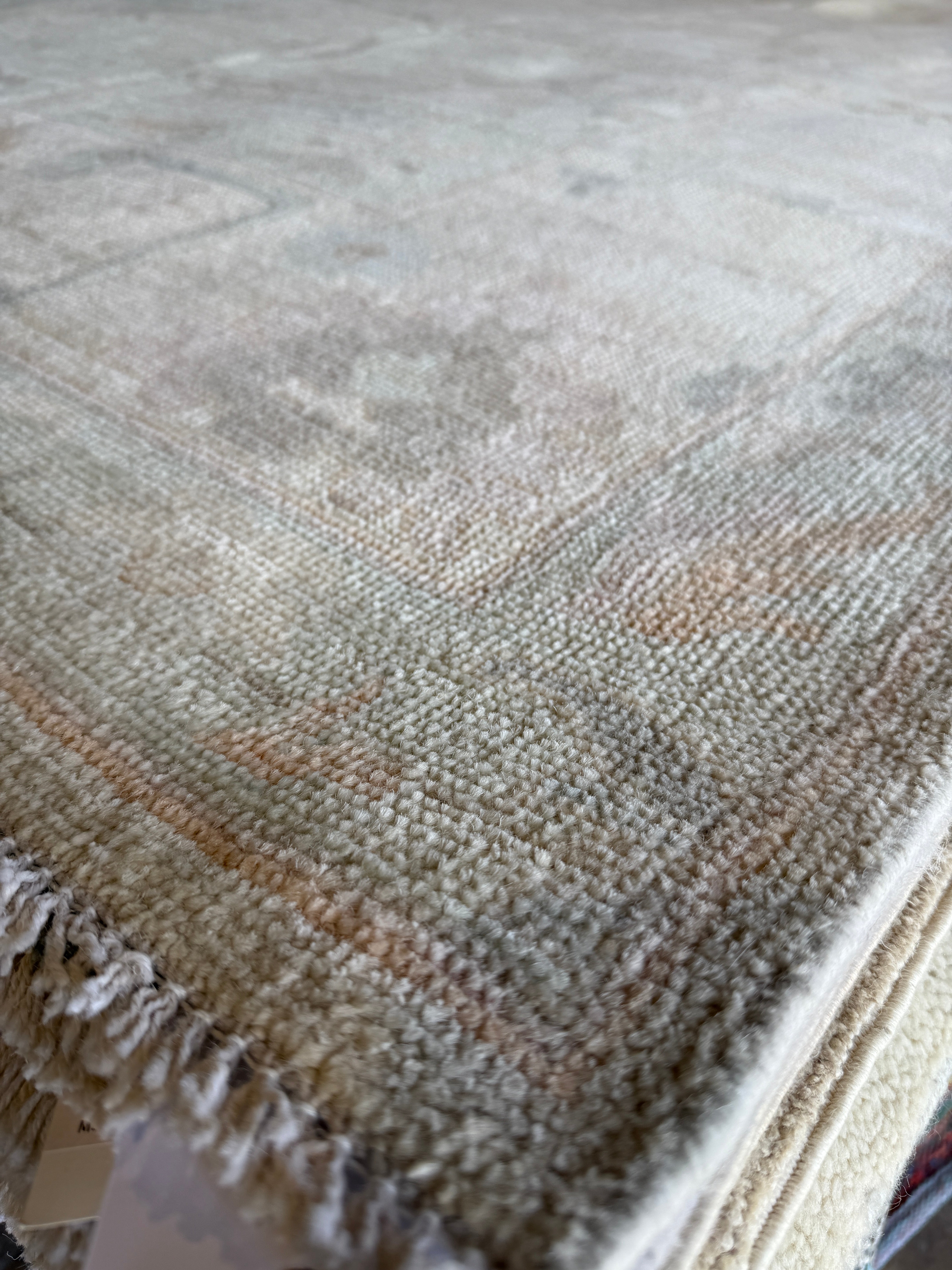 Joy 9.2x11.10 Light Green Hand-Knotted Whitewashed Oushak