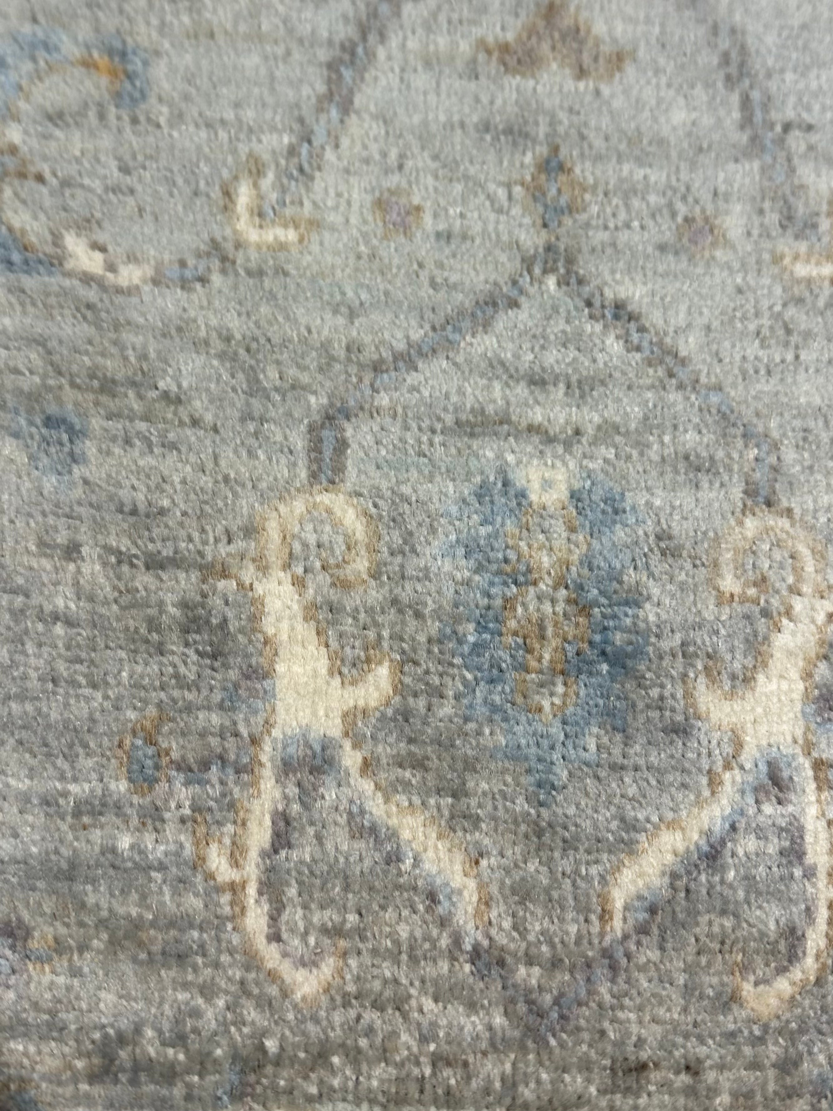 Stephanie Clervi 2x3 Blue Whitewashed Hand-Knotted Oushak