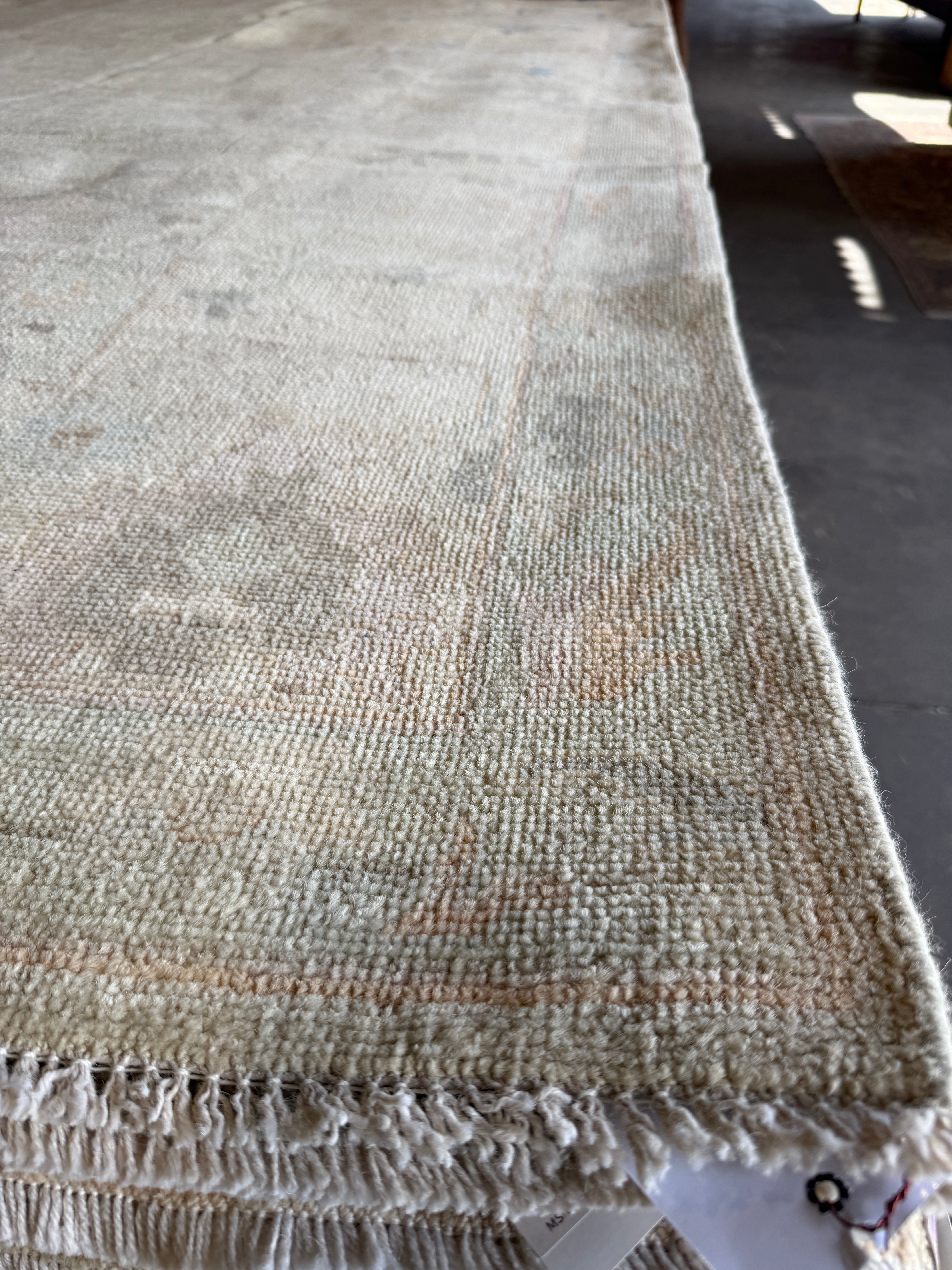 Joy 9.2x11.10 Light Green Hand-Knotted Whitewashed Oushak