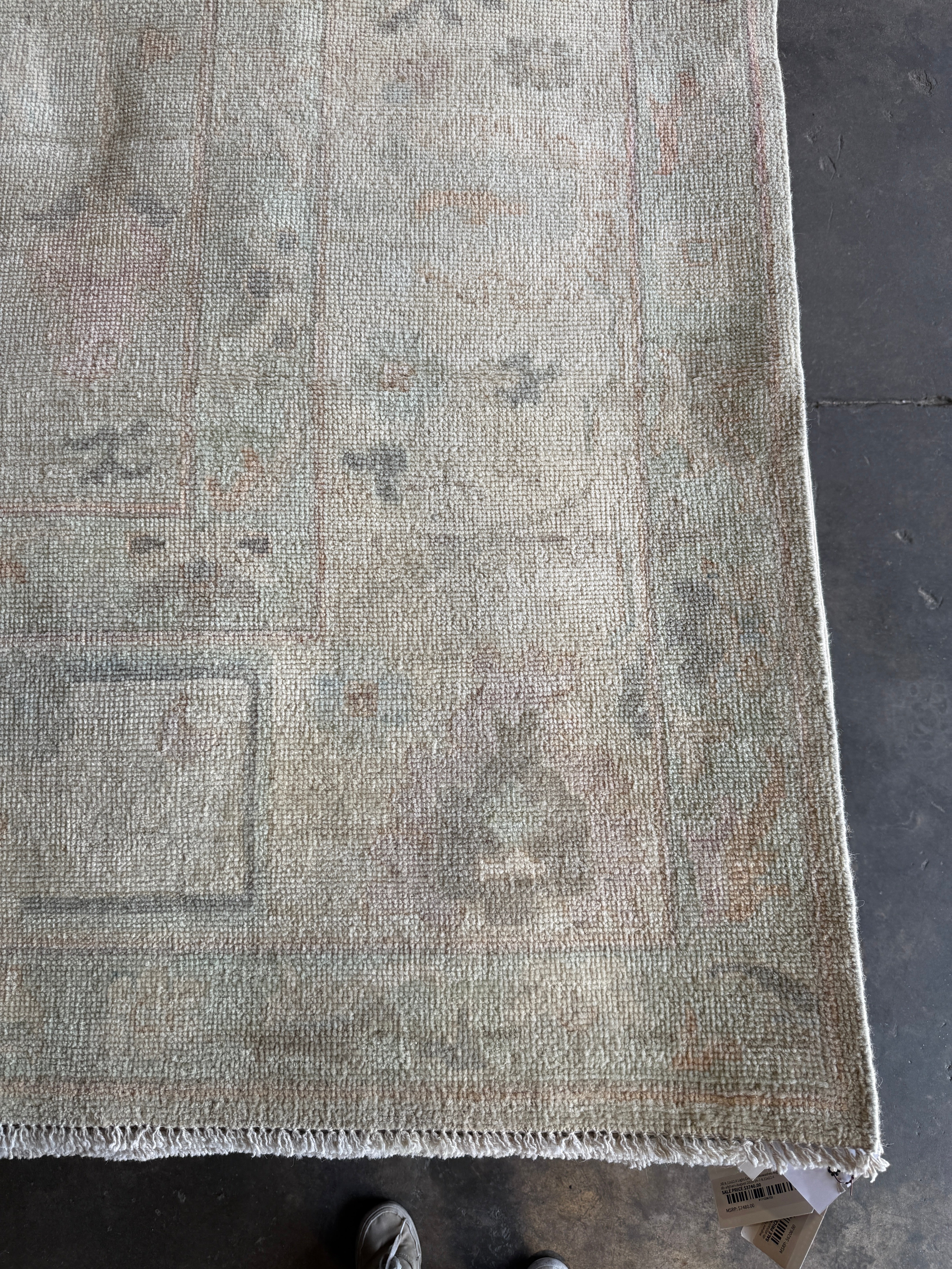 Joy 9.2x11.10 Light Green Hand-Knotted Whitewashed Oushak