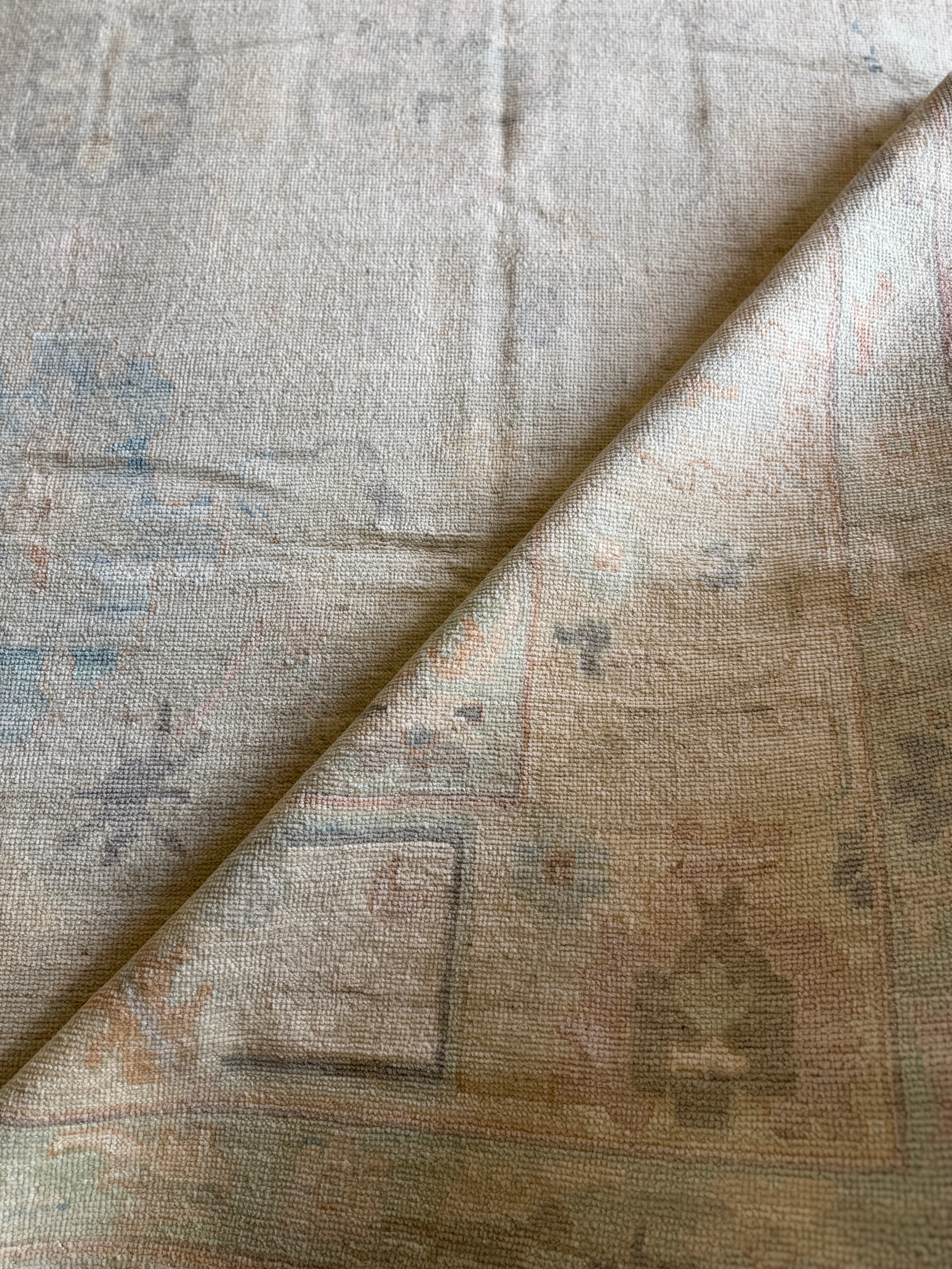 Joy 9.2x11.10 Light Green Hand-Knotted Whitewashed Oushak