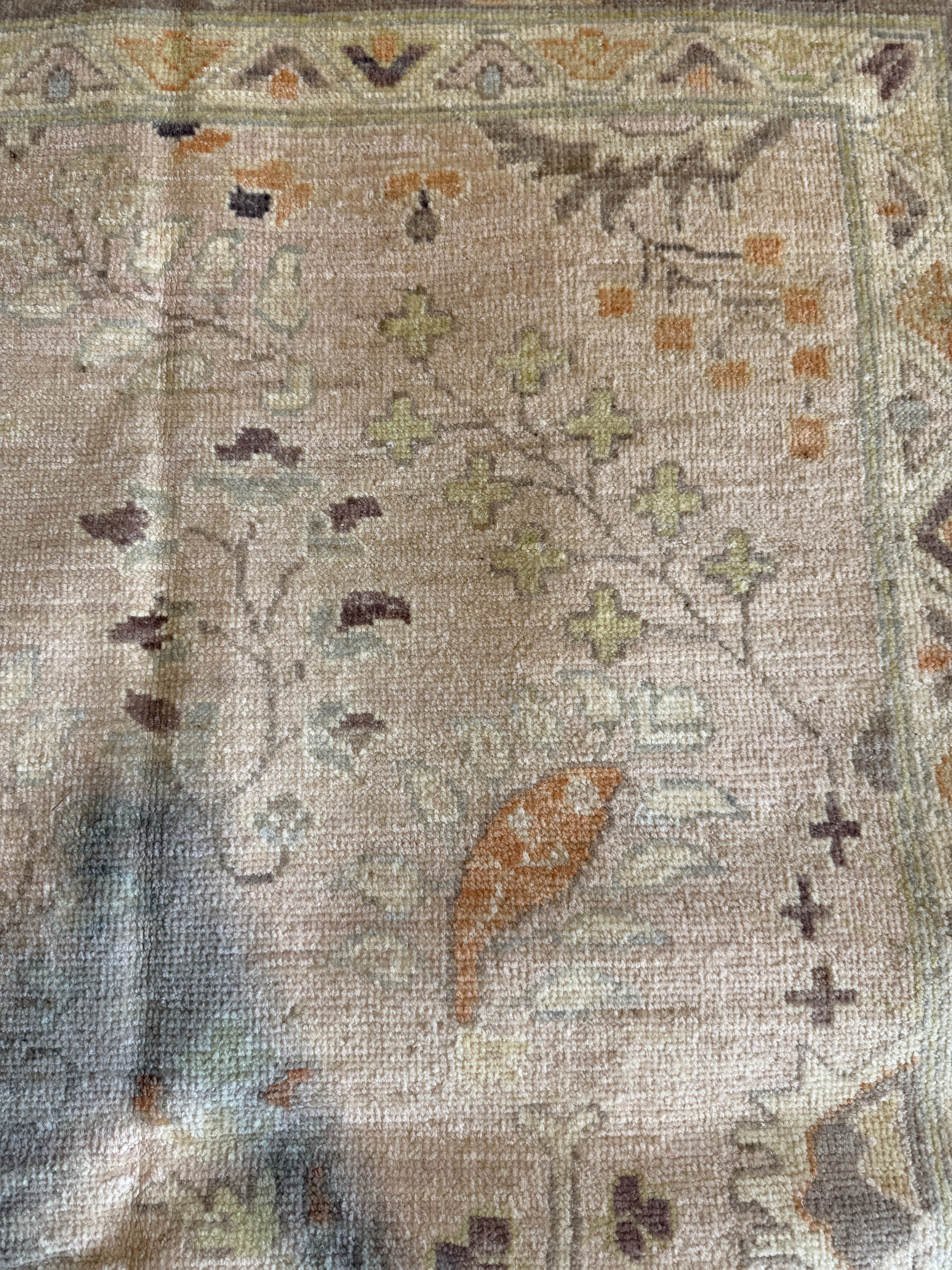 Cat Deeley 8.10x11.9 Light Pink Hand-Knotted Whitewashed Oushak
