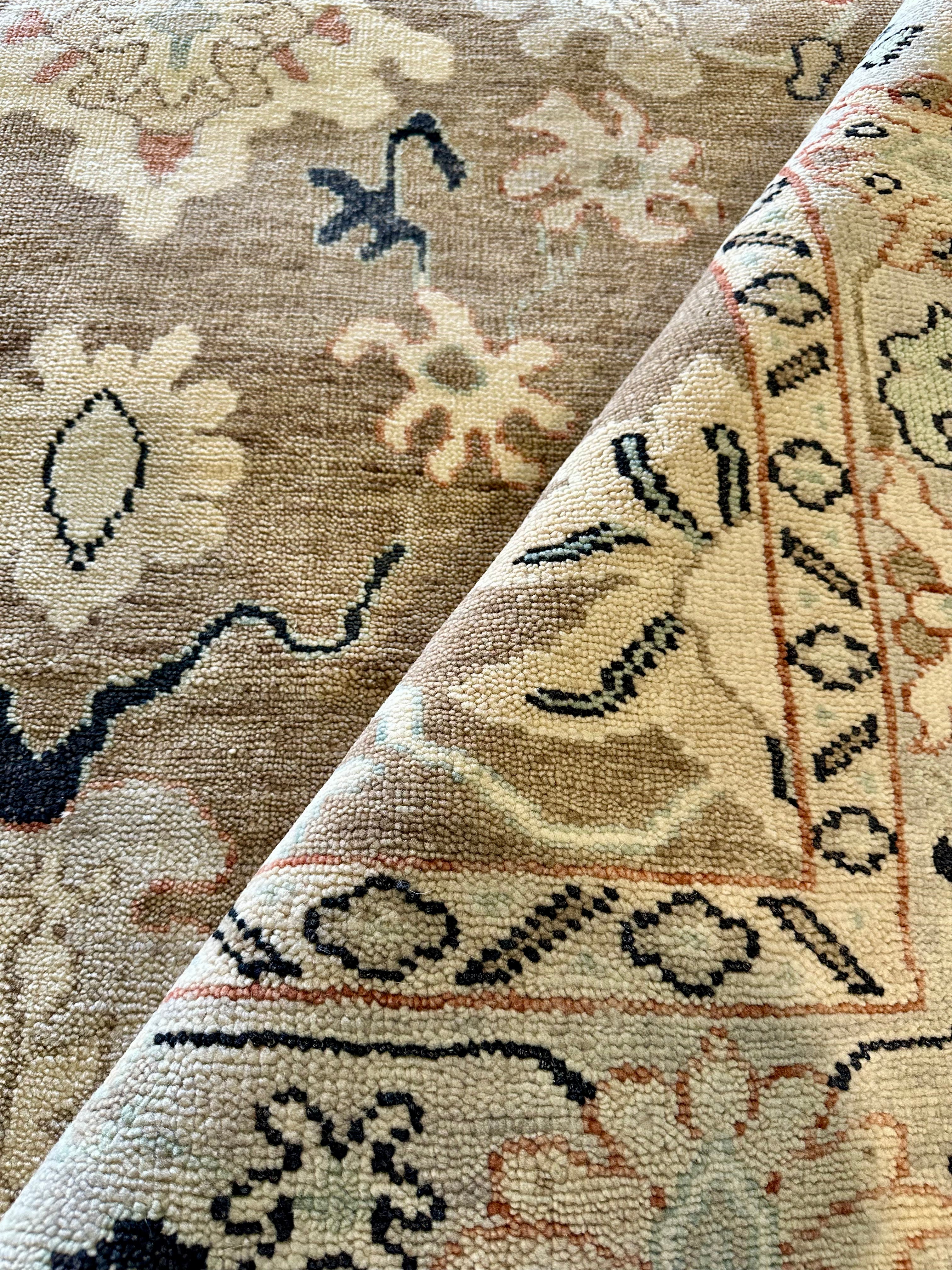 Lachlan 7.3x10 Light Blue and Beige Oushak Rug