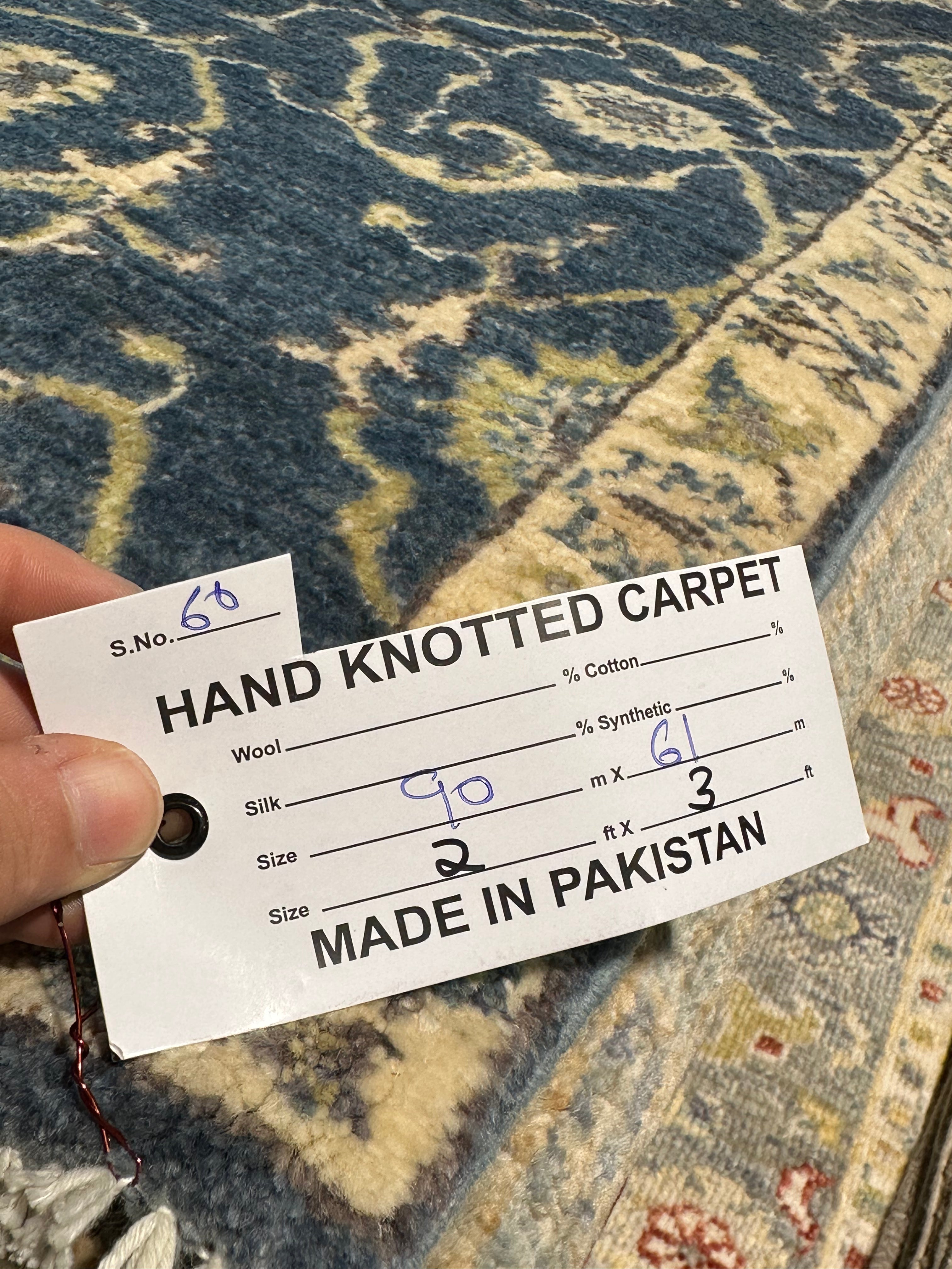 Gina Kurt 2x3 Blue Hand-Knotted Oushak